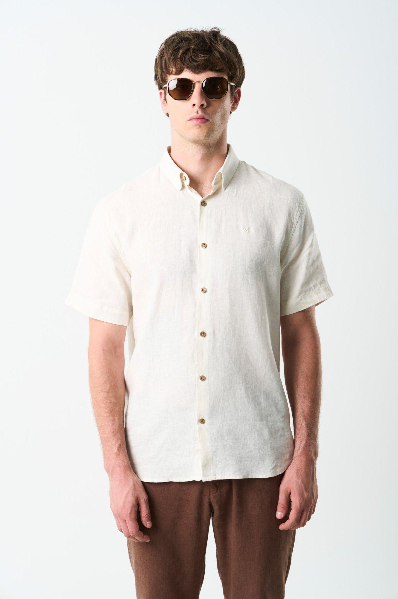 Vélez Camisa Manga Corta Semi Fitted Hombre Sevilla Arena-0