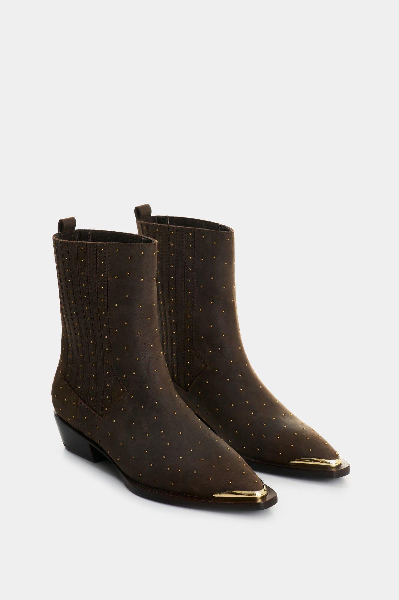 Vélez Botines Caña Baja Cuero Mujer Kiwa Café-1