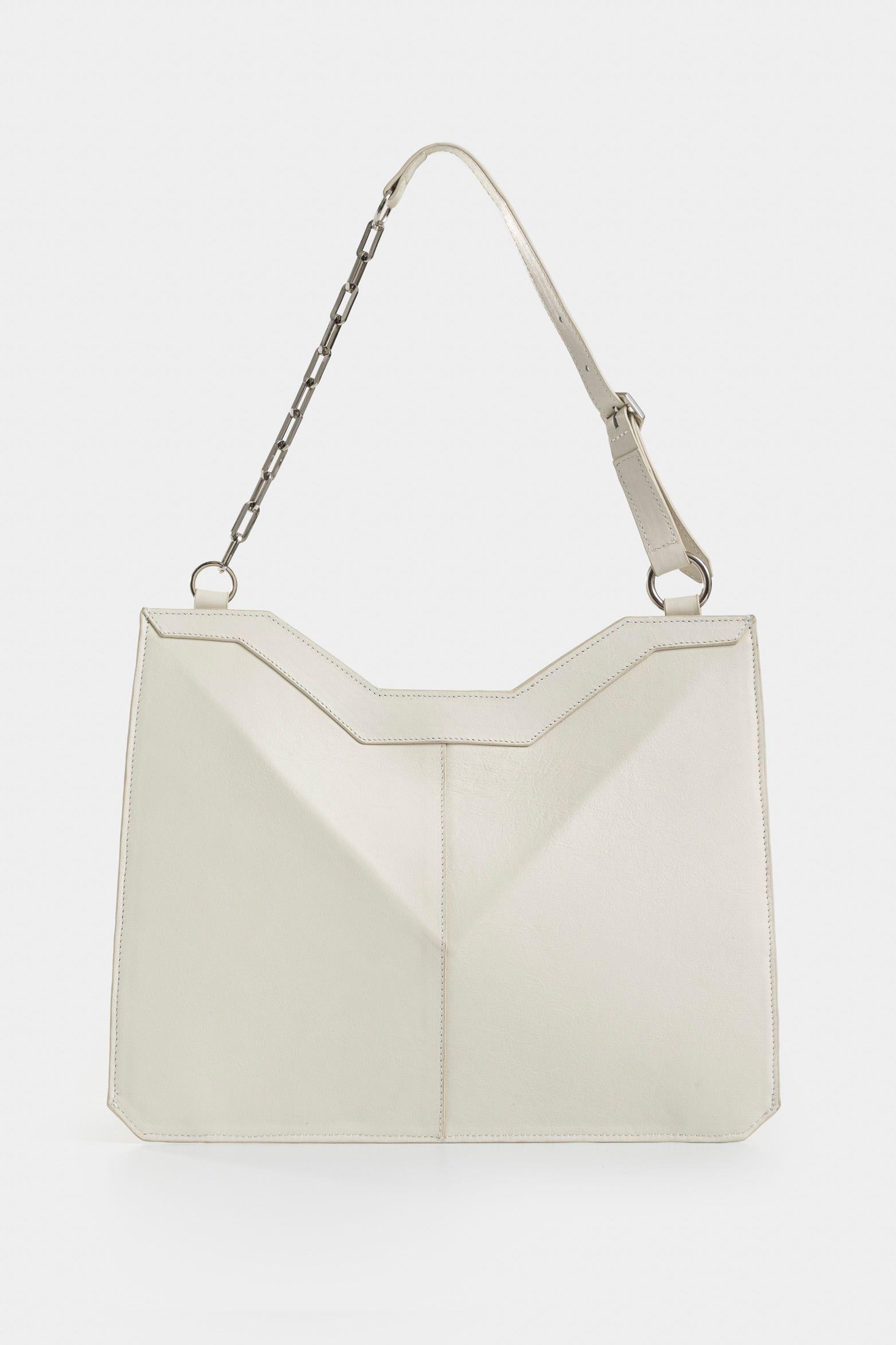 Shopping mini Magena de cuero para mujer estructura hexagonal blanco-2