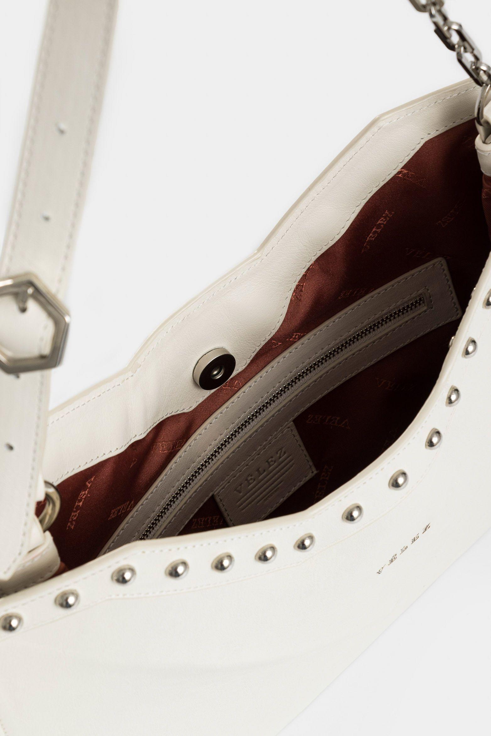 Shopping mini Magena de cuero para mujer estructura hexagonal blanco-4