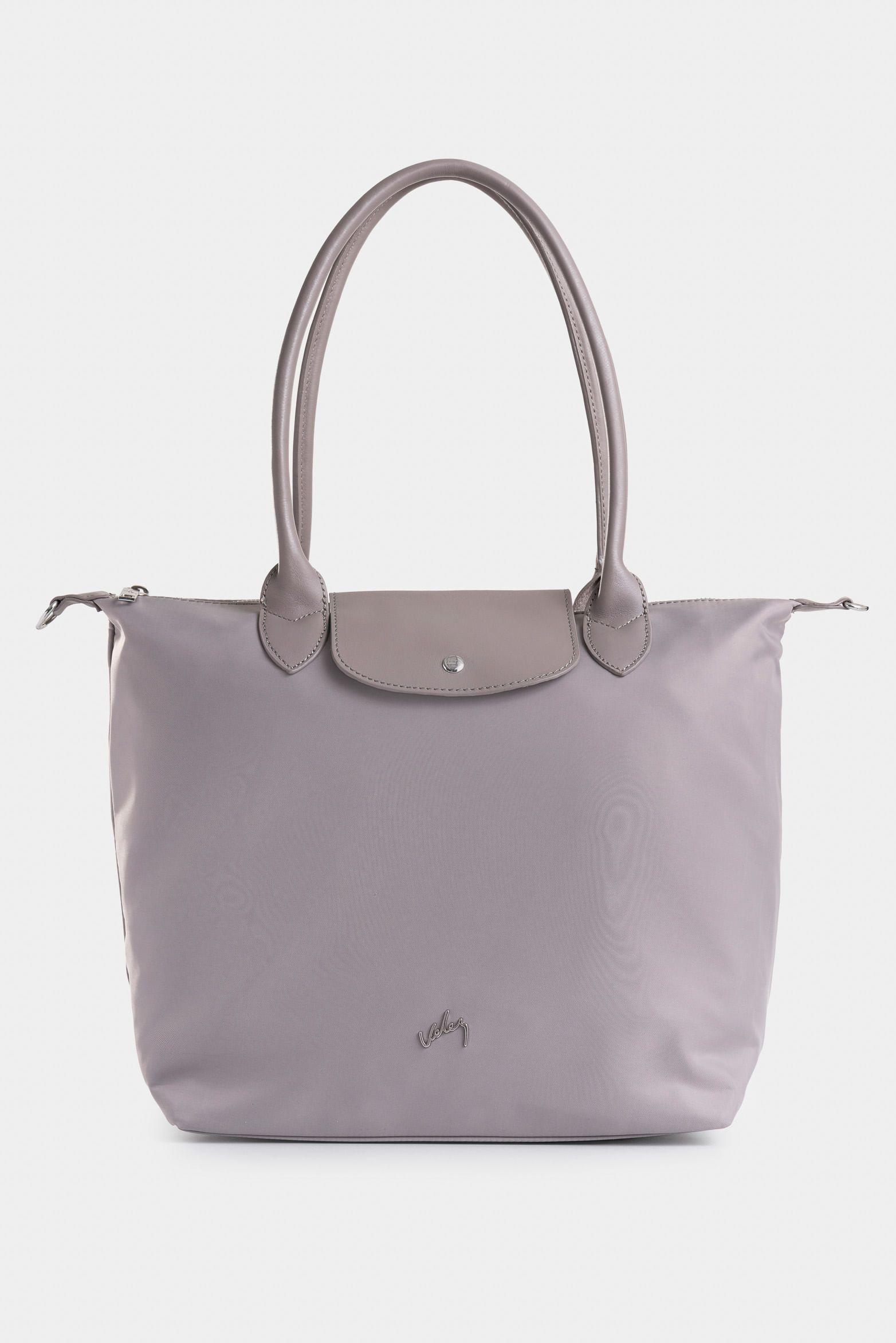 Shopping Ámbar en lona para mujer detalle cuero gris-0