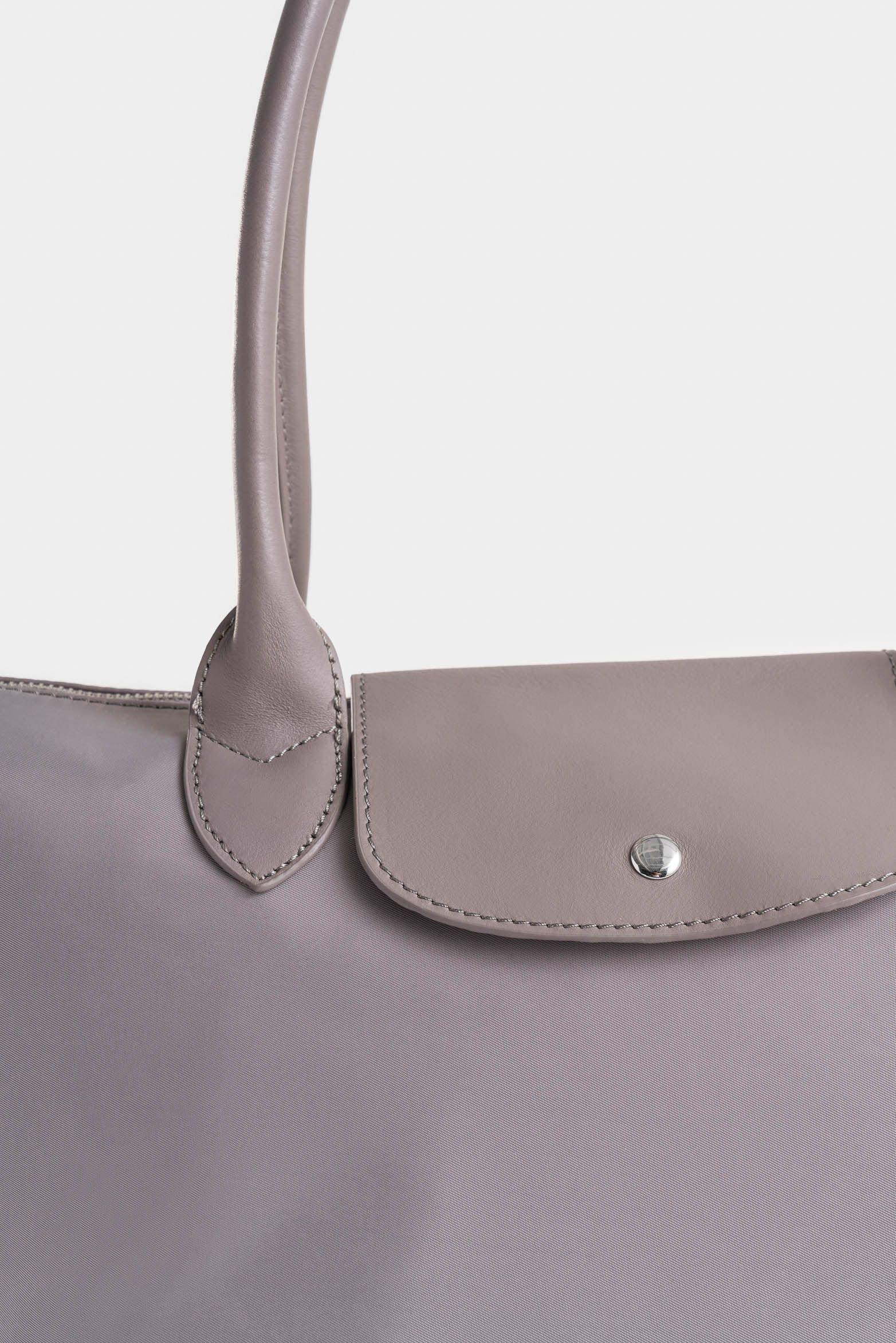 Shopping Ámbar en lona para mujer detalle cuero gris-3