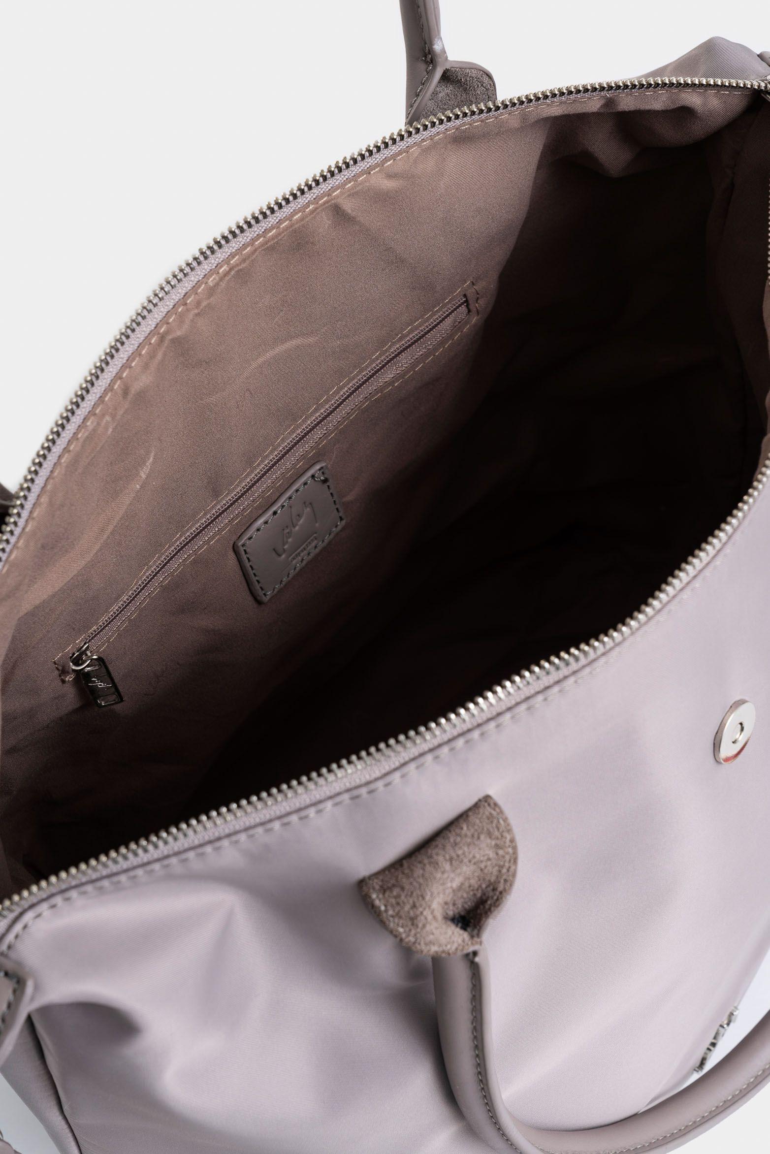 Shopping Ámbar en lona para mujer detalle cuero gris-4