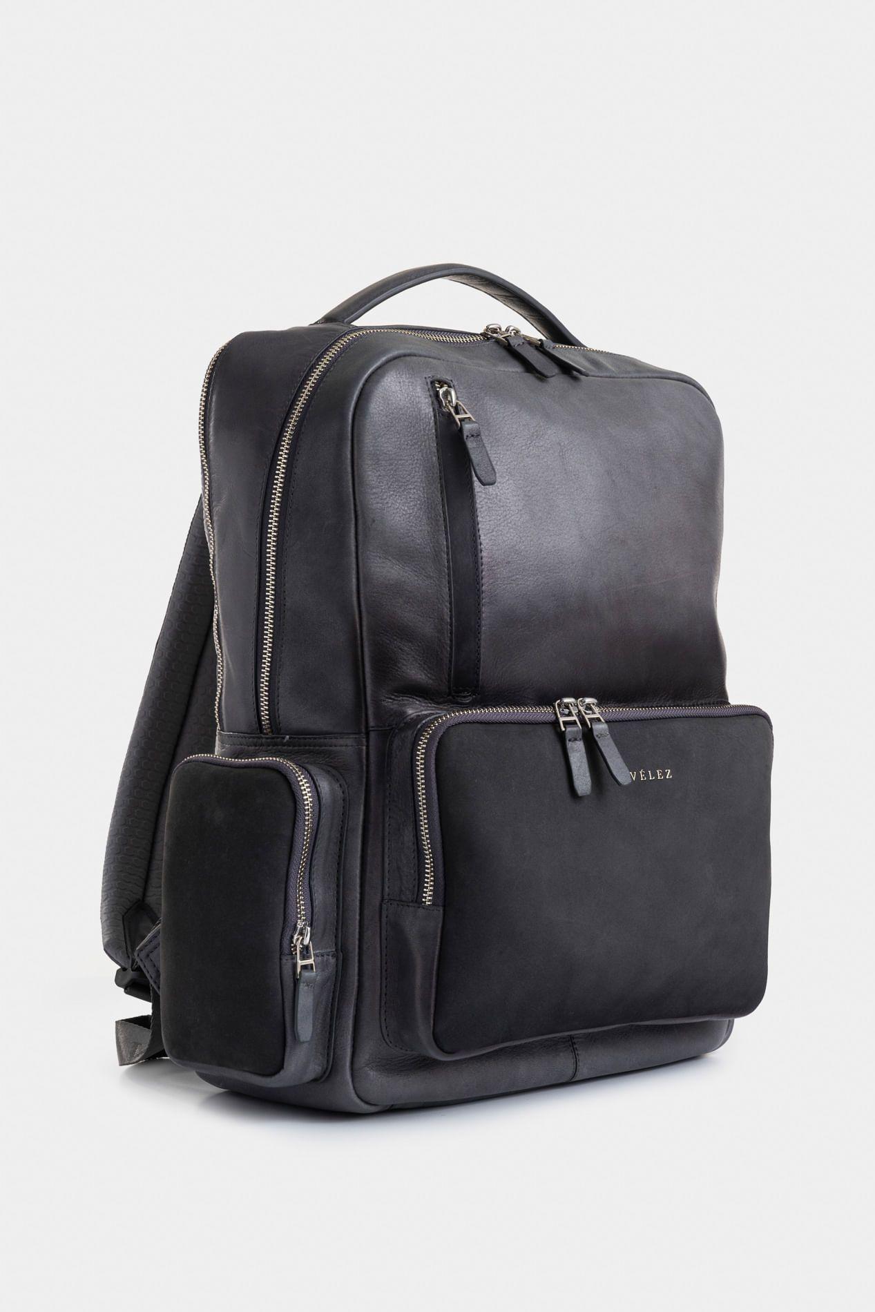 Morral de cuero Barceló 2 de cuero para hombre multifuncional gris-1