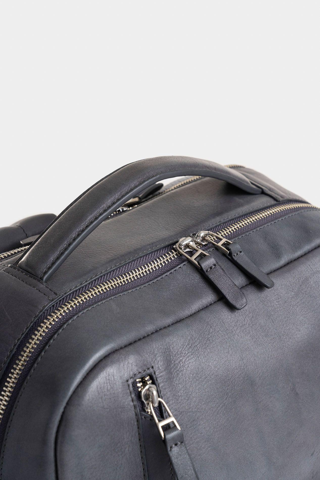 Morral de cuero Barceló 2 de cuero para hombre multifuncional gris-3