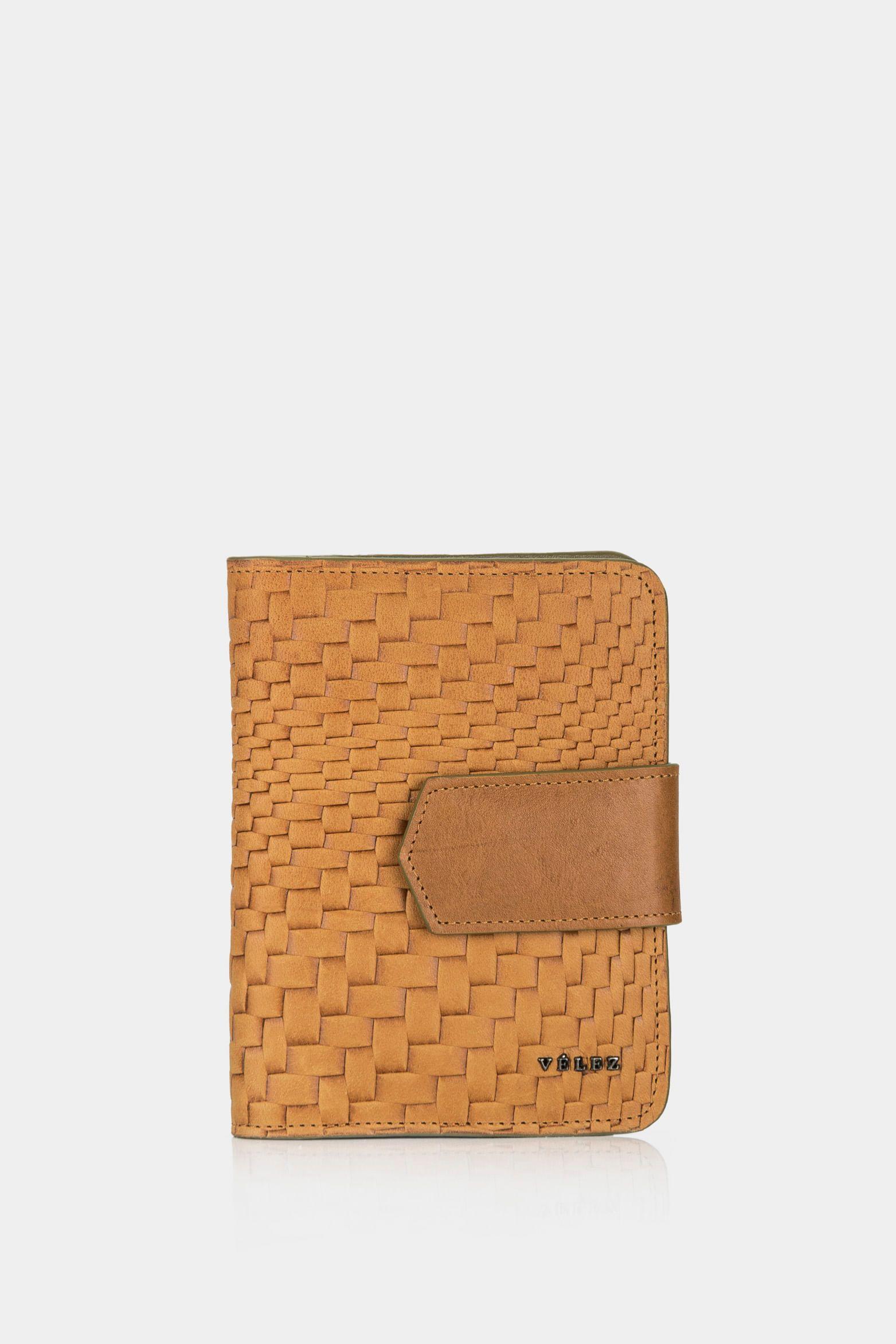 Porta pasaporte de cuero para mujer barhi Miel-0