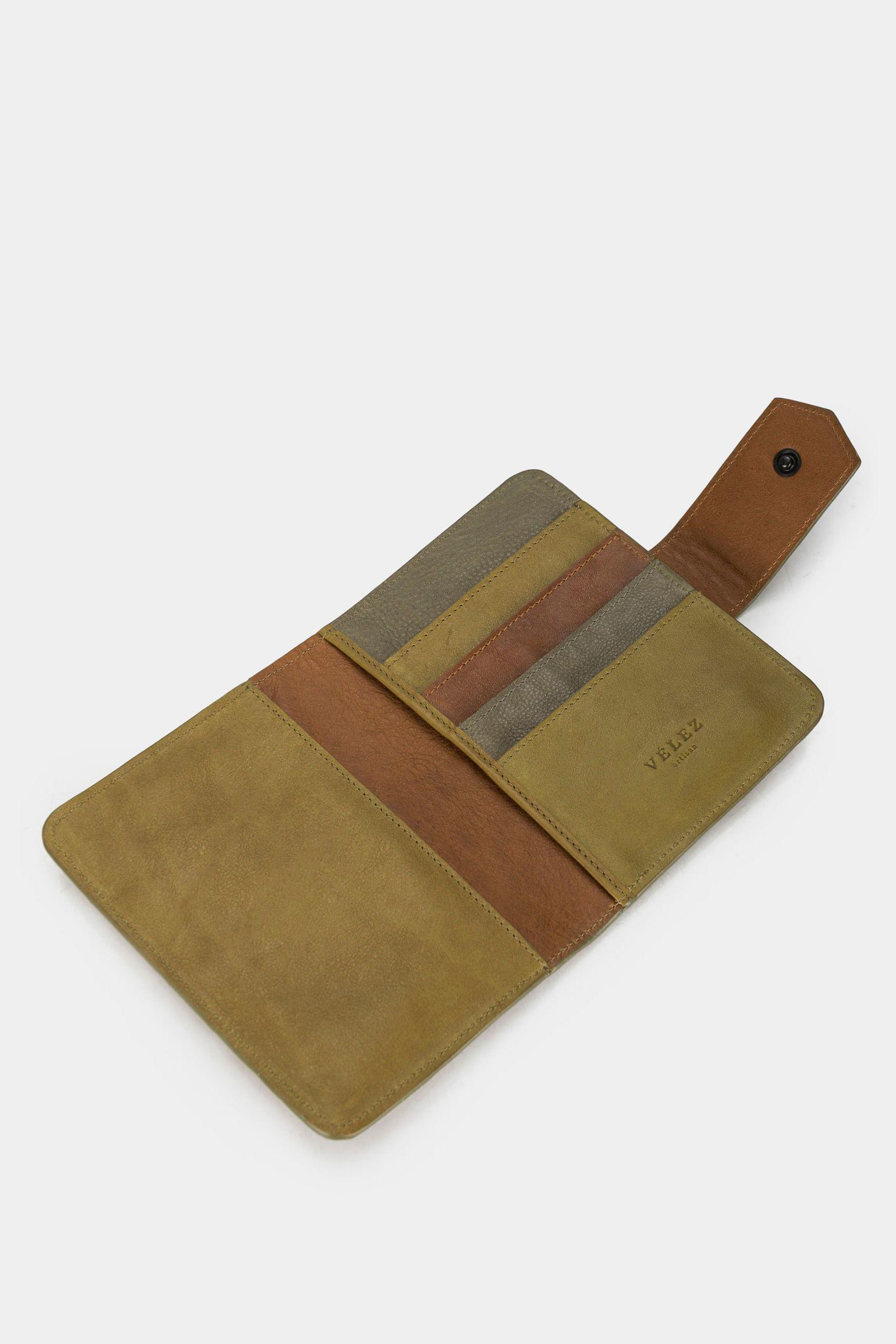 Porta pasaporte de cuero para mujer barhi Miel-1