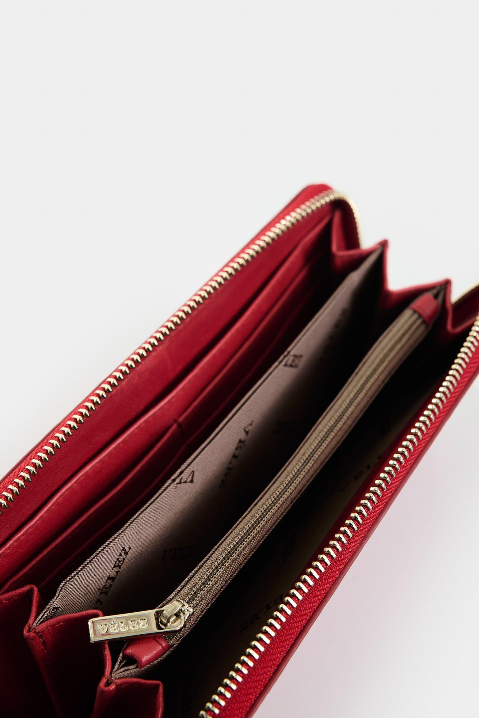 Vélez Billetera Porta Chequera De Cuero Mujer Arezzo Rojo-4