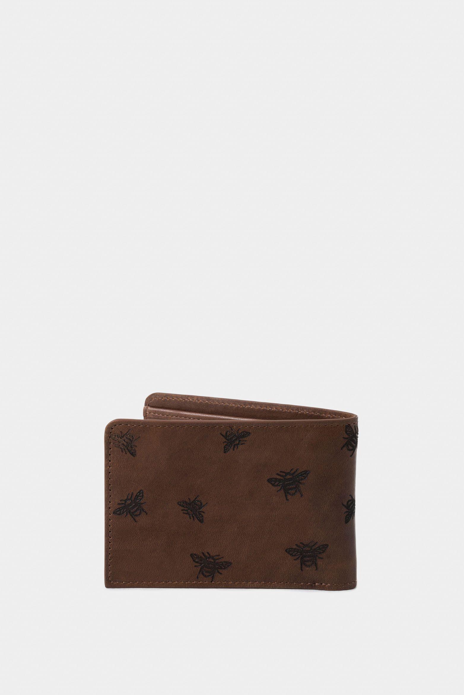 Vélez Billetera Hibiscus Cuero Hombre Grabado Abeja Miel-2