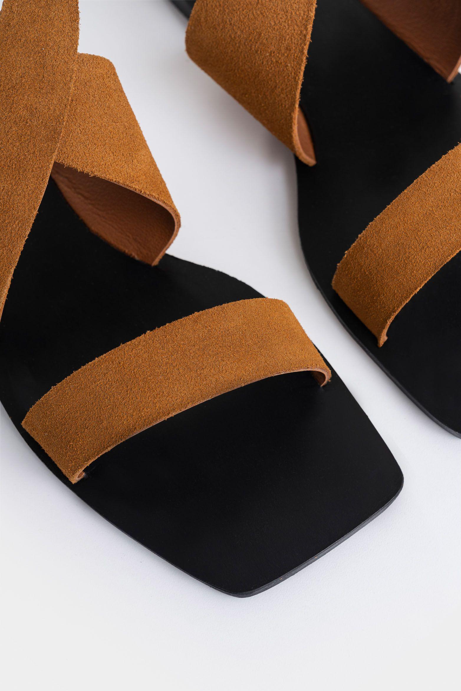 Vélez Sandalia Plana De Cuero Mujer Amarre Al Tobillo Miel-4