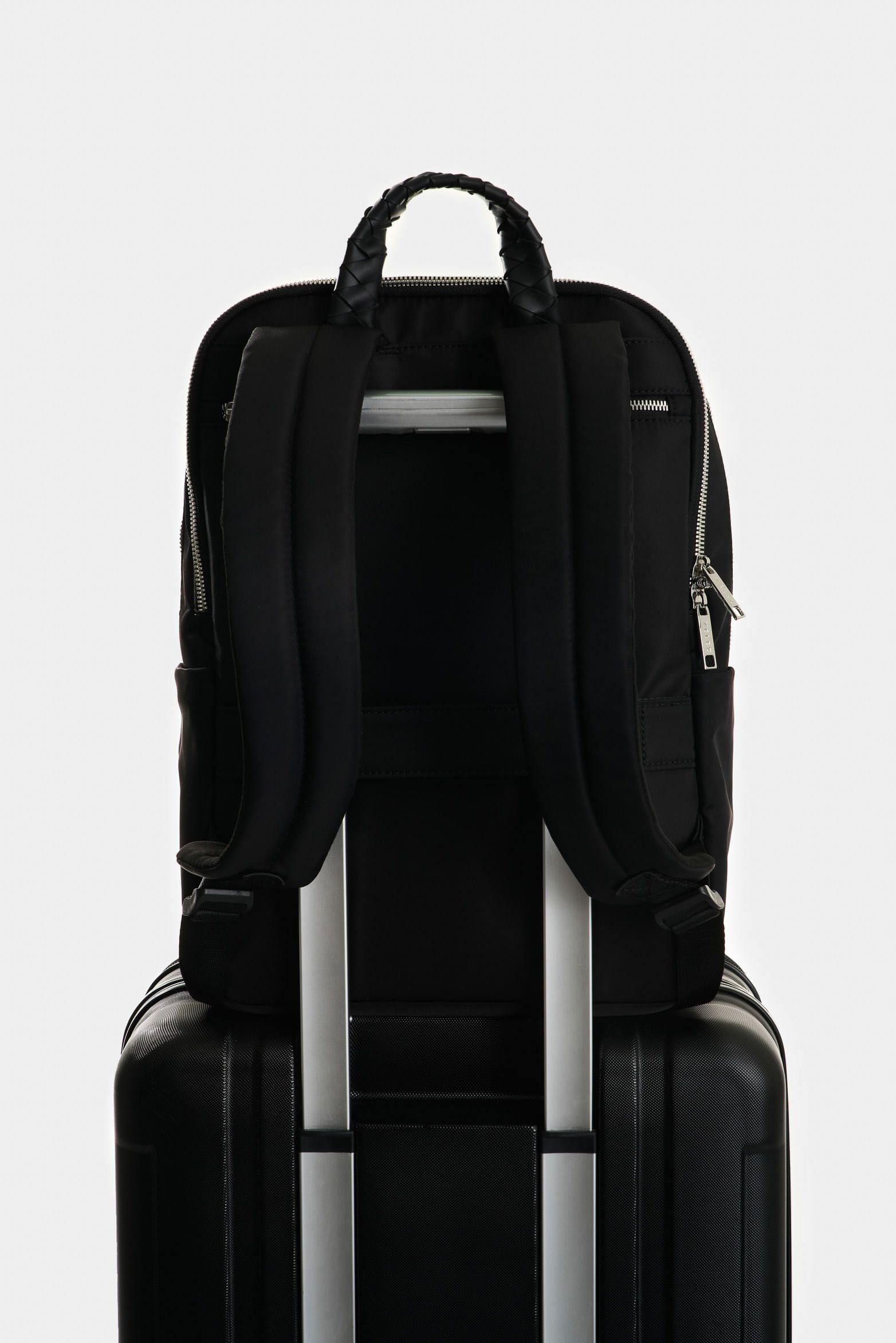 Vélez Mochila Marfilo Cuero Y Nylon Mujer  Negro-2