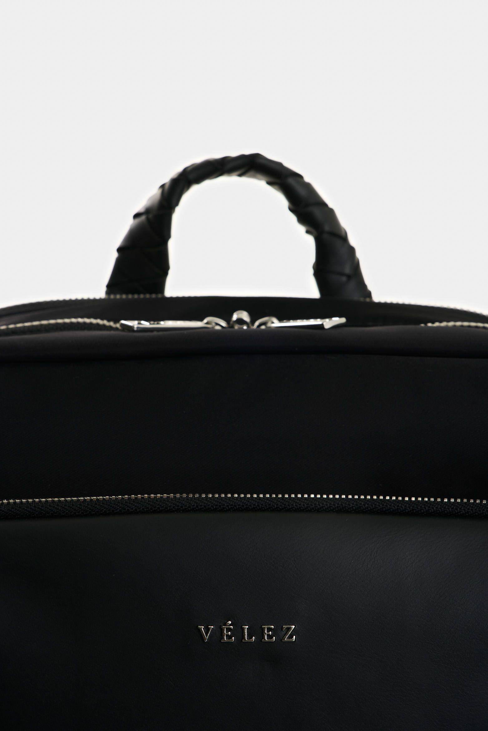Vélez Mochila Marfilo Cuero Y Nylon Mujer  Negro-3