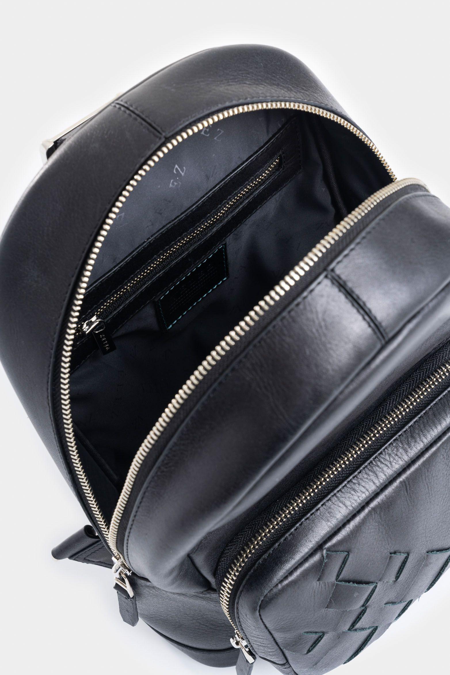 Manos libres Enif de cuero para hombre detalle tejido negro-4