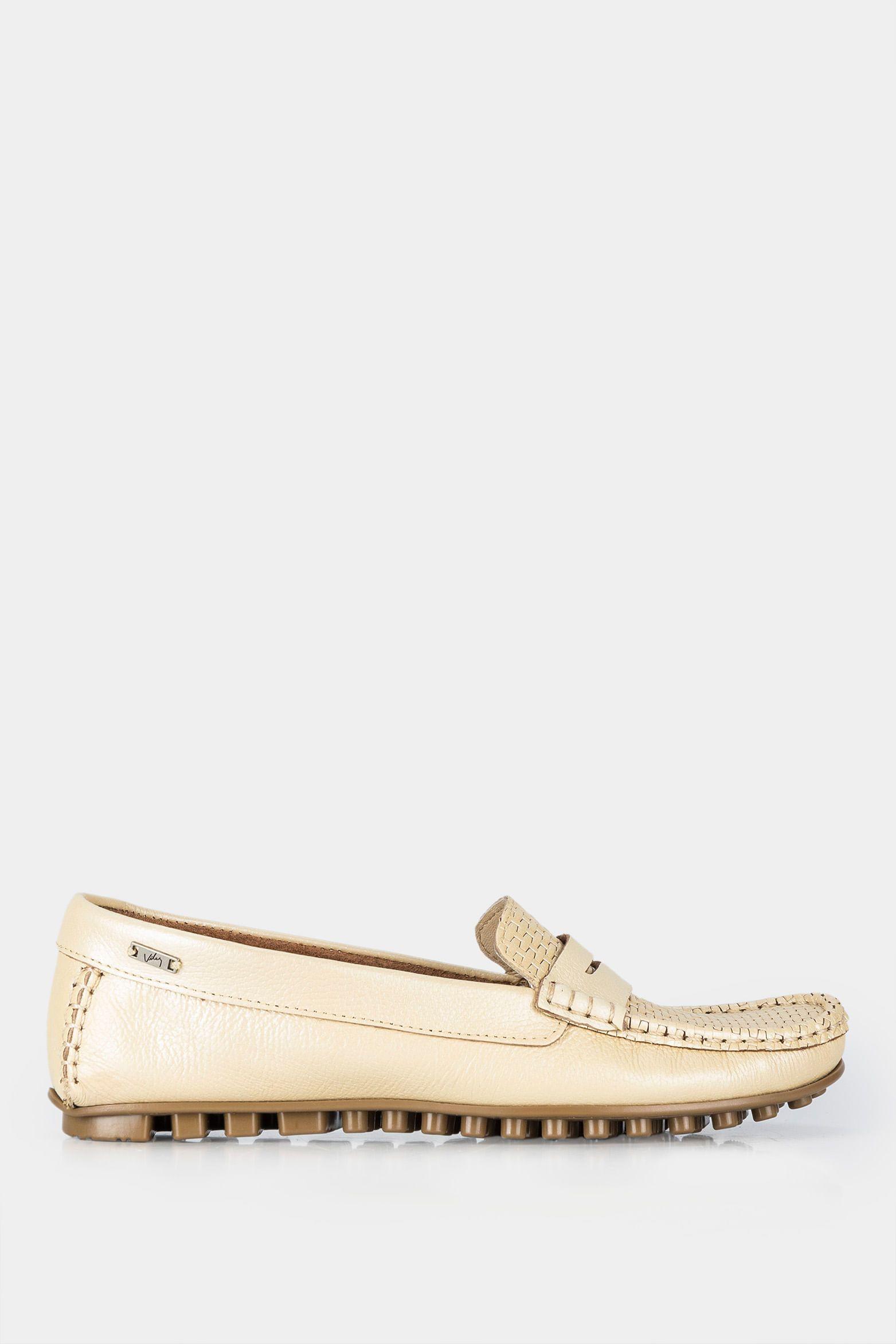 Mocasines denver de cuero para mujer grabado con placa dorado-0