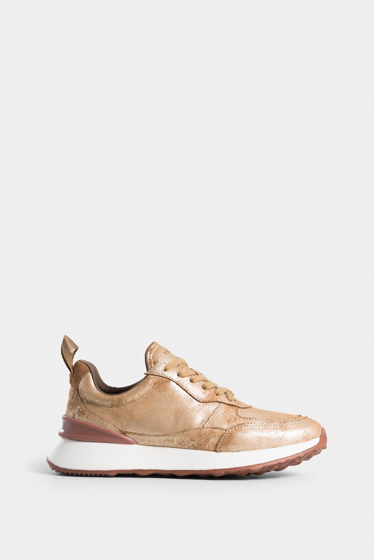 Vélez Zapatillas Aurora Cuero Folia Mujer  Contraste Dorado-0