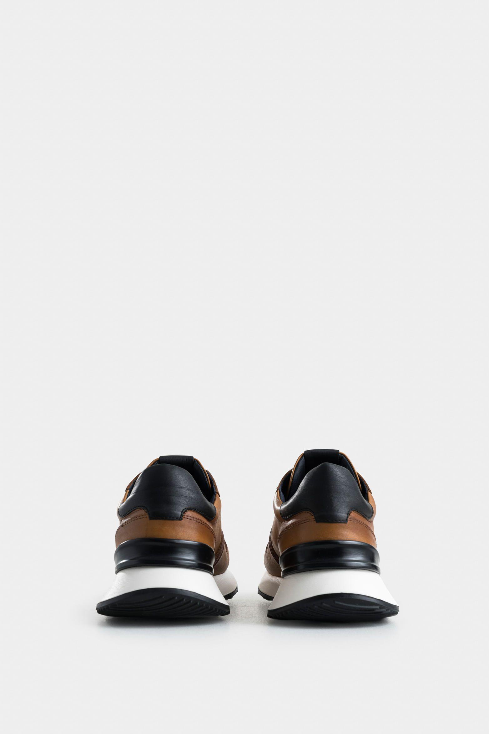 Tenis cooper 3 de cuero para hombre spoiler en contraste brandy-2