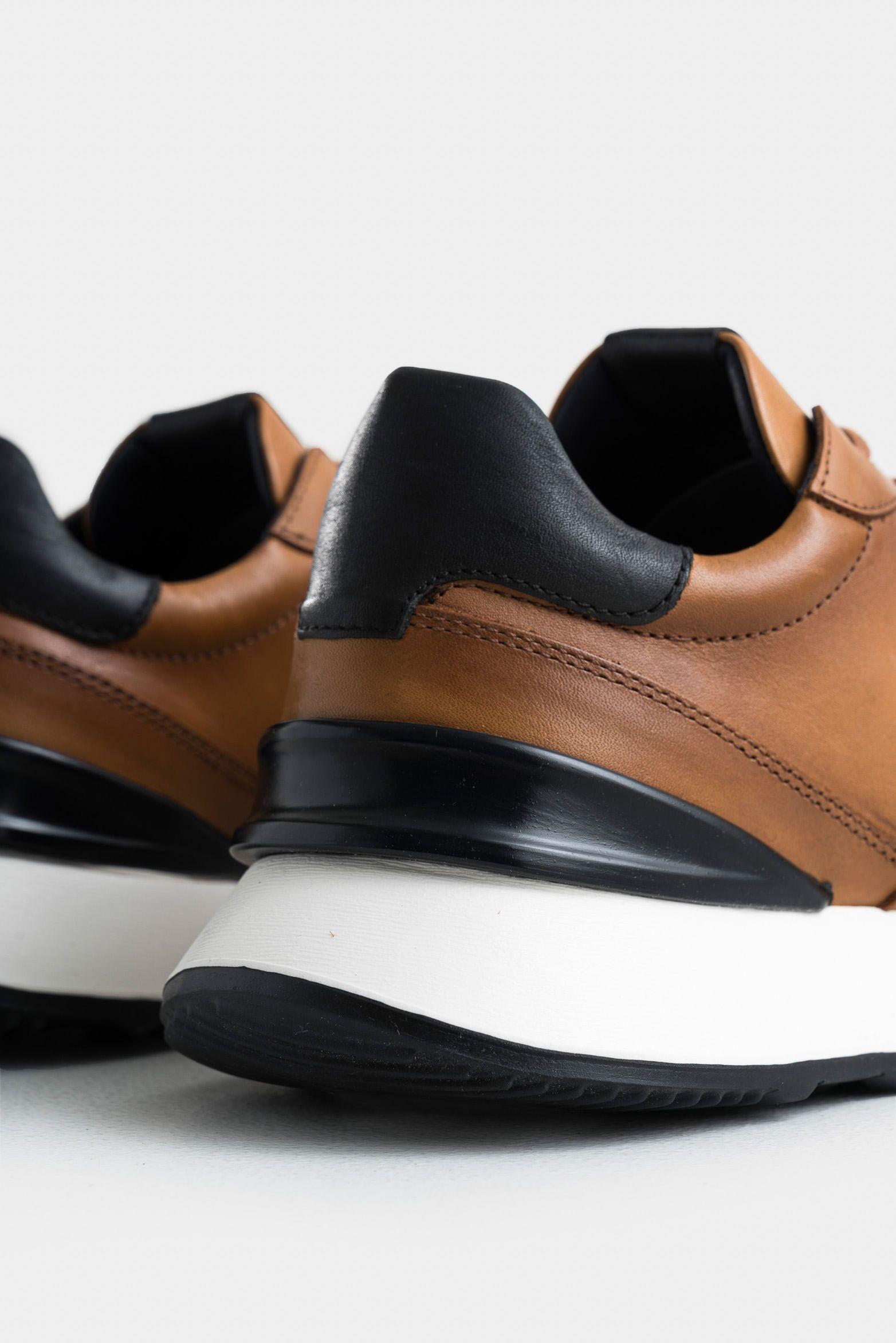 Tenis cooper 3 de cuero para hombre spoiler en contraste brandy-4