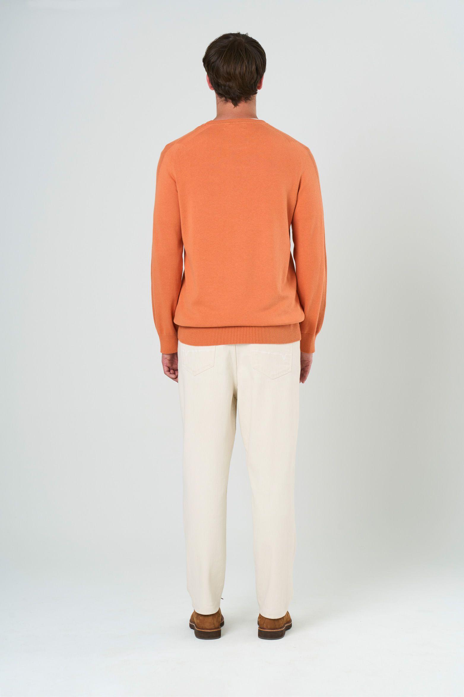 Vélez Sweater Tejido En Algodón Hombre Manga Ranglan Naranja-2