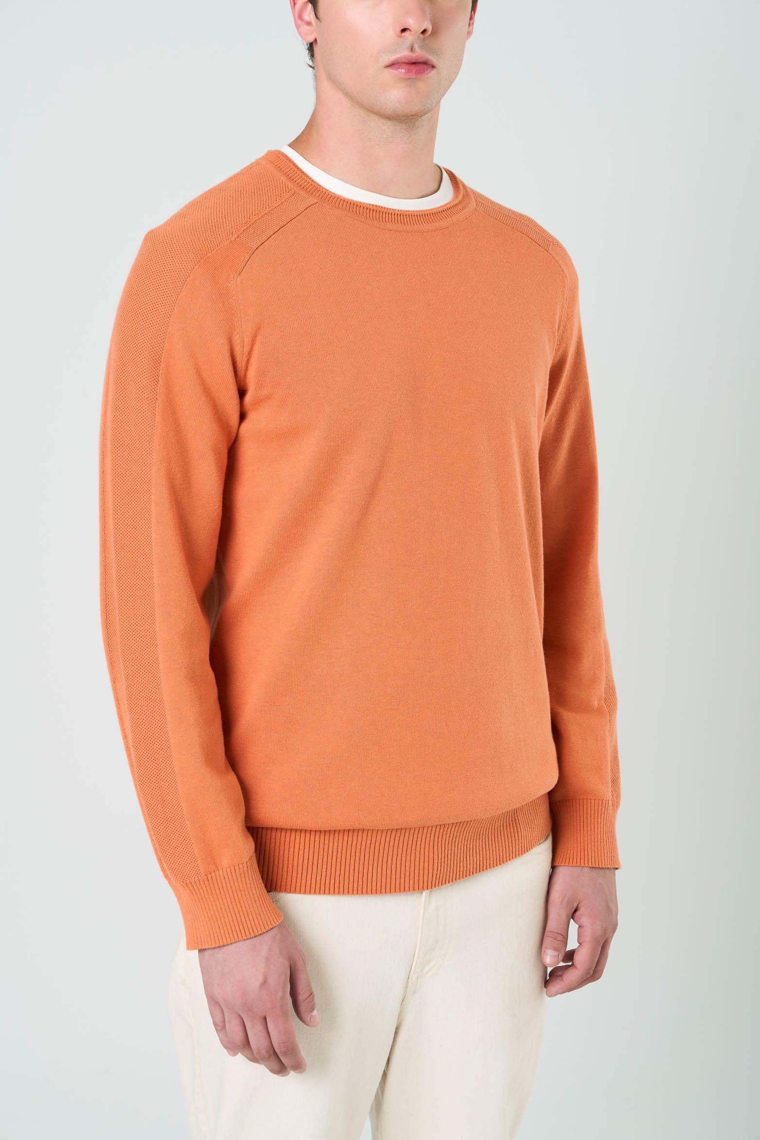 Vélez Sweater Tejido En Algodón Hombre Manga Ranglan Naranja-4