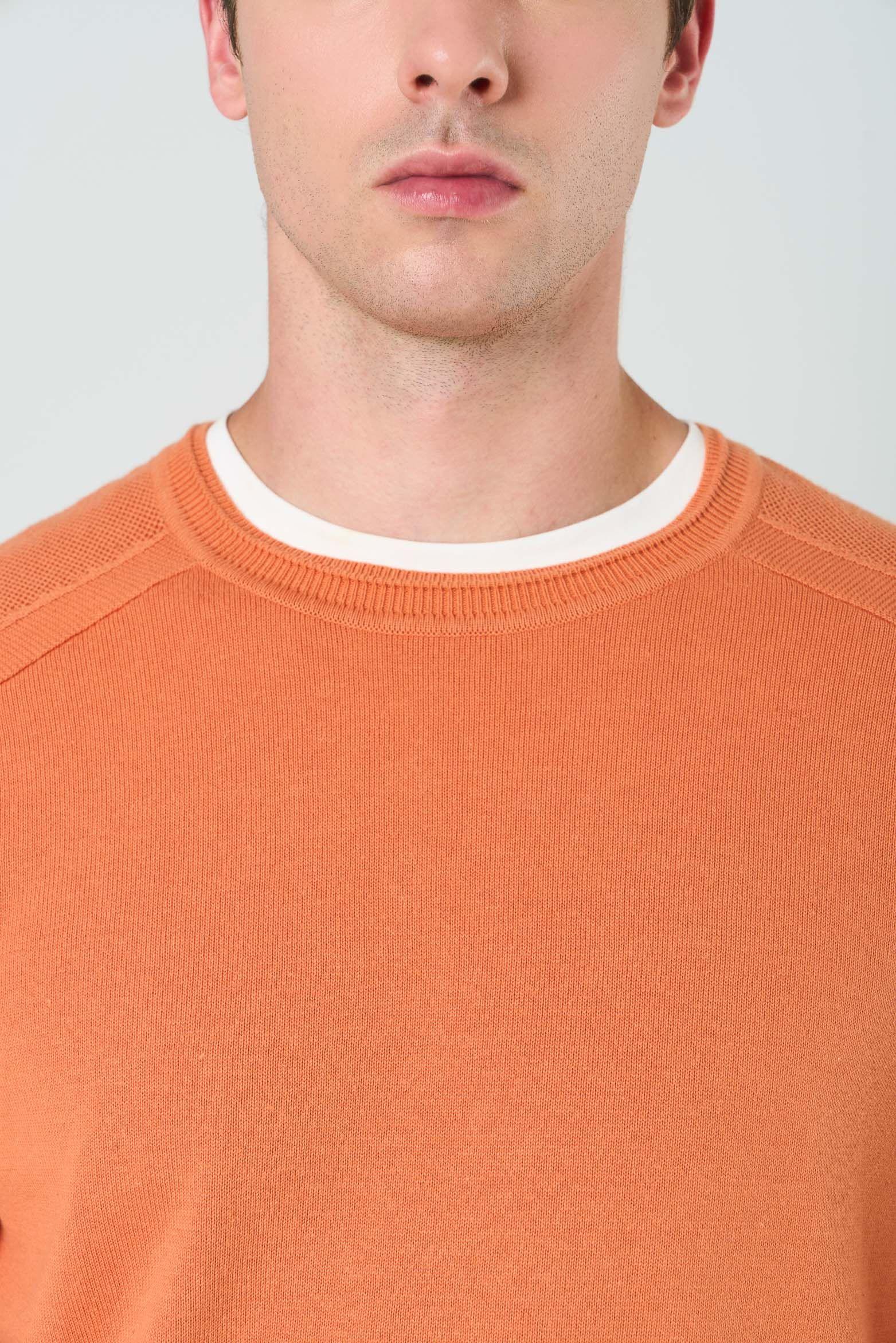 Vélez Sweater Tejido En Algodón Hombre Manga Ranglan Naranja-5