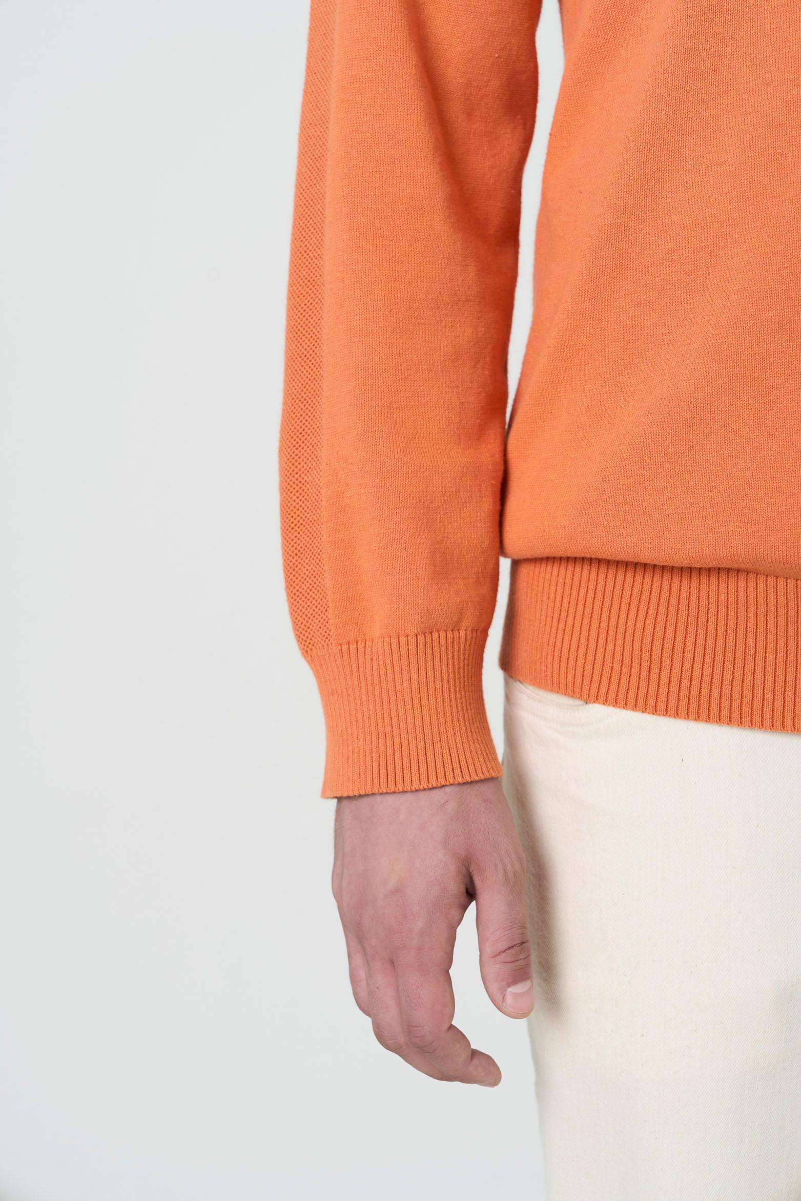 Vélez Sweater Tejido En Algodón Hombre Manga Ranglan Naranja-6