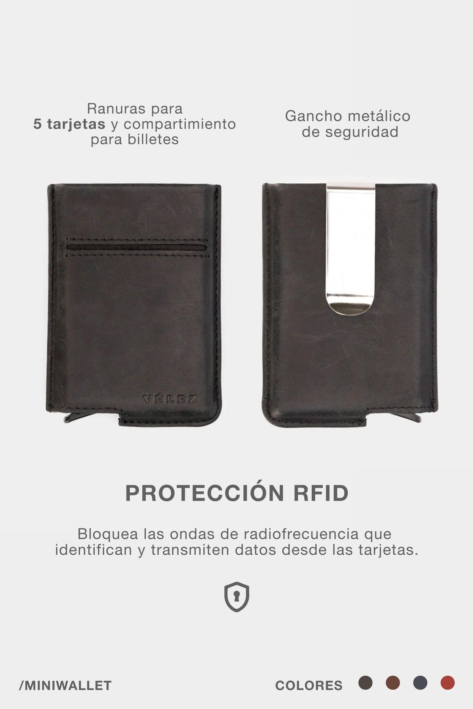 Vélez Porta Documentos De Cuero Miniwallet Negro-4