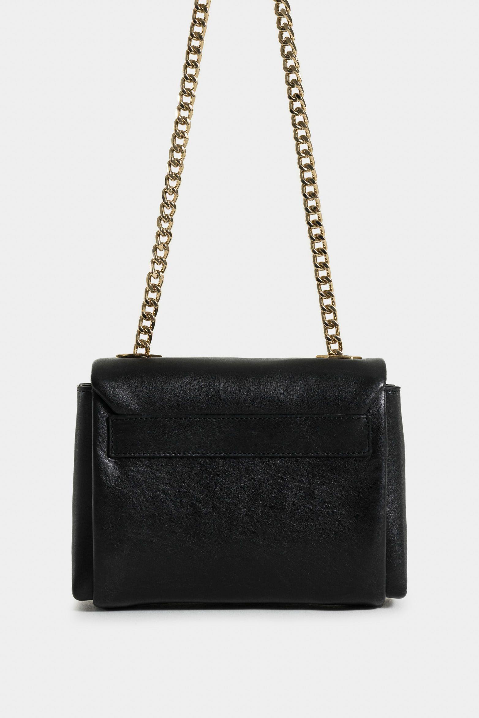 Manos libres mini lili 2.0 de cuero para mujer cadena metálica negro-2