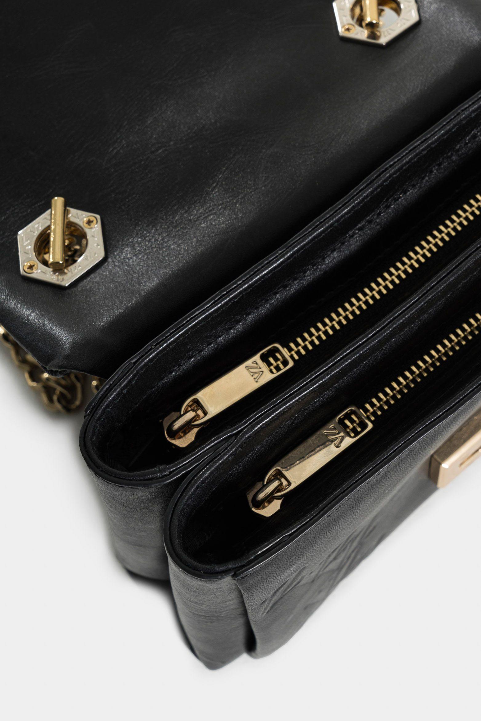 Manos libres mini lili 2.0 de cuero para mujer cadena metálica negro-4