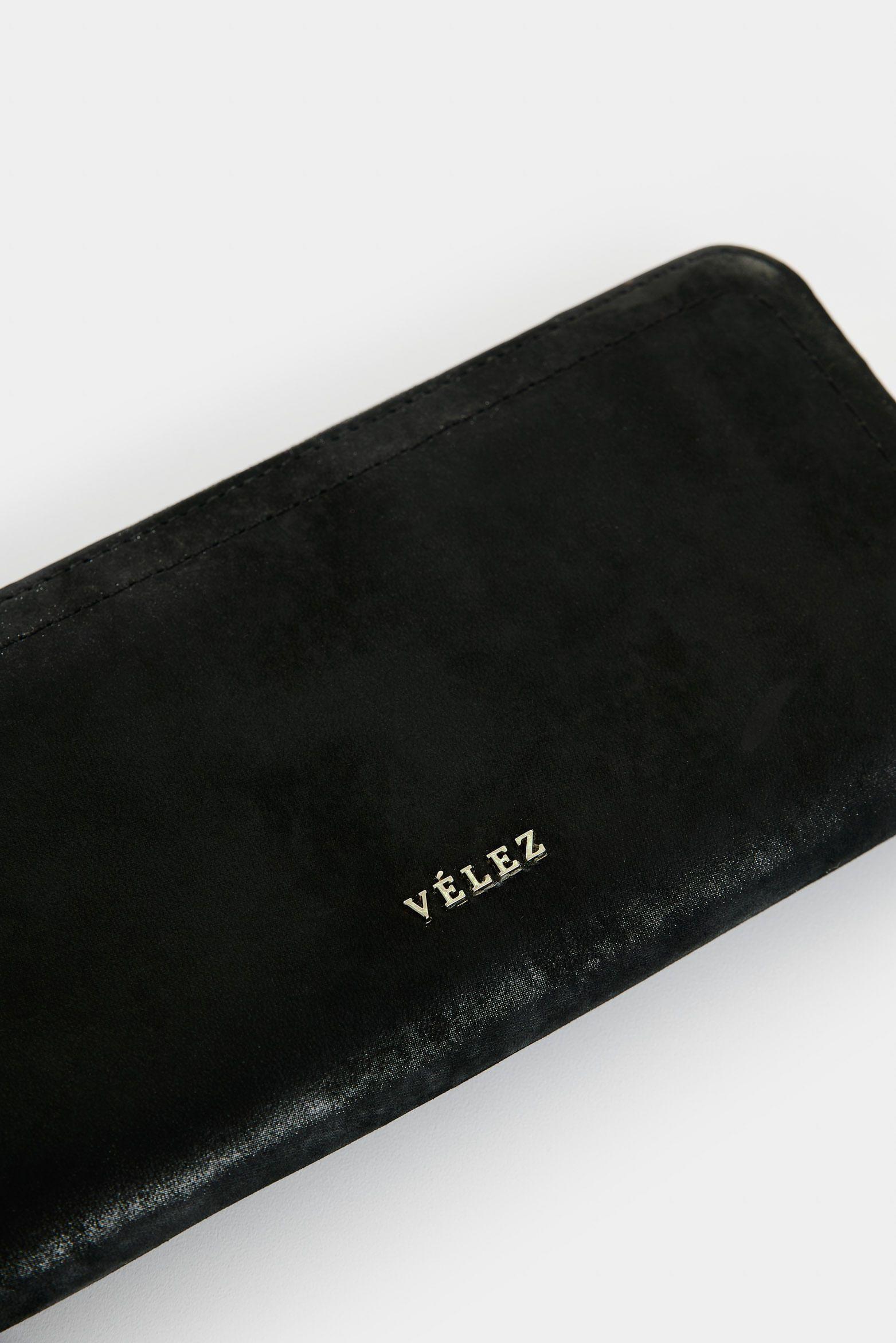 Vélez Billetera Porta Chequera De Cuero Mujer Arezzo Negro-3