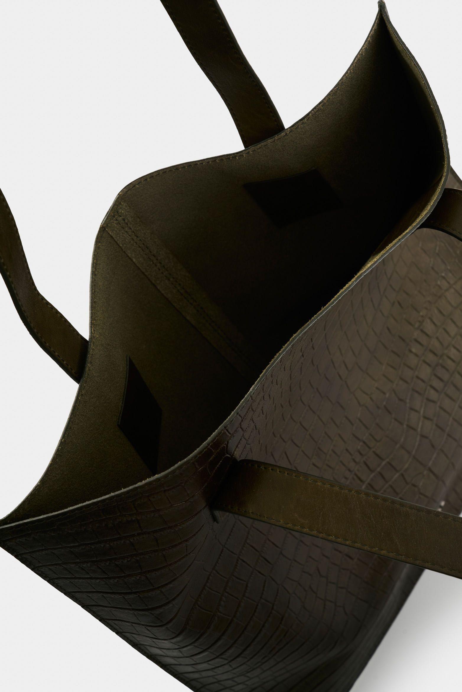 Vélez Tote Bag De Cuero Grabado Croco Esencial Verde-4