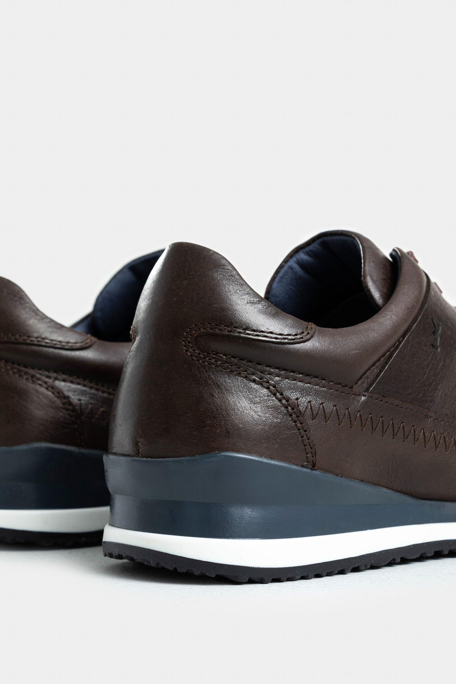 Vélez Zapatillas Vant Cuero Hombre Cortes Envejecido Cafe-4