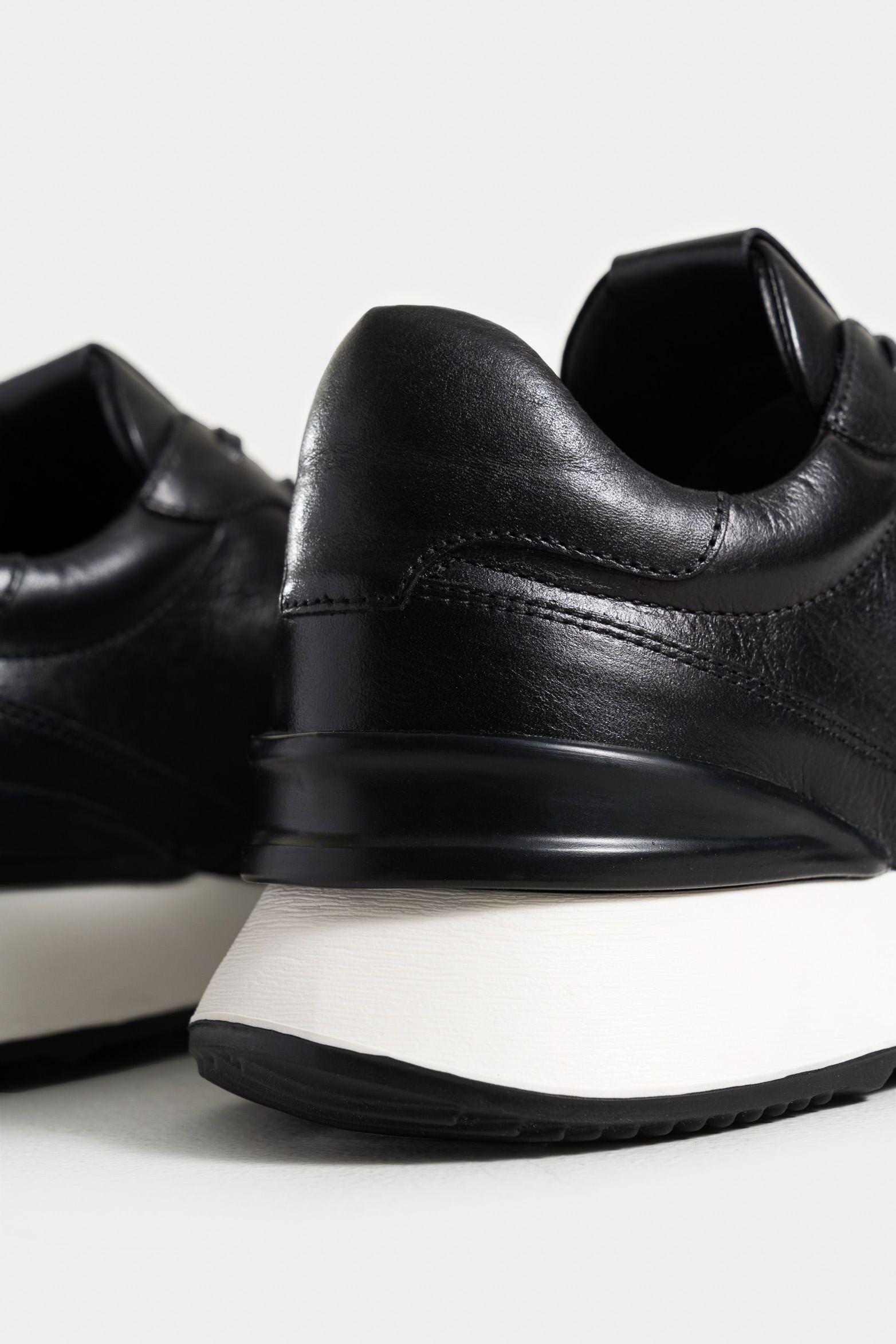 Tenis cooper 3 de cuero para hombre spoiler en contraste negro-4