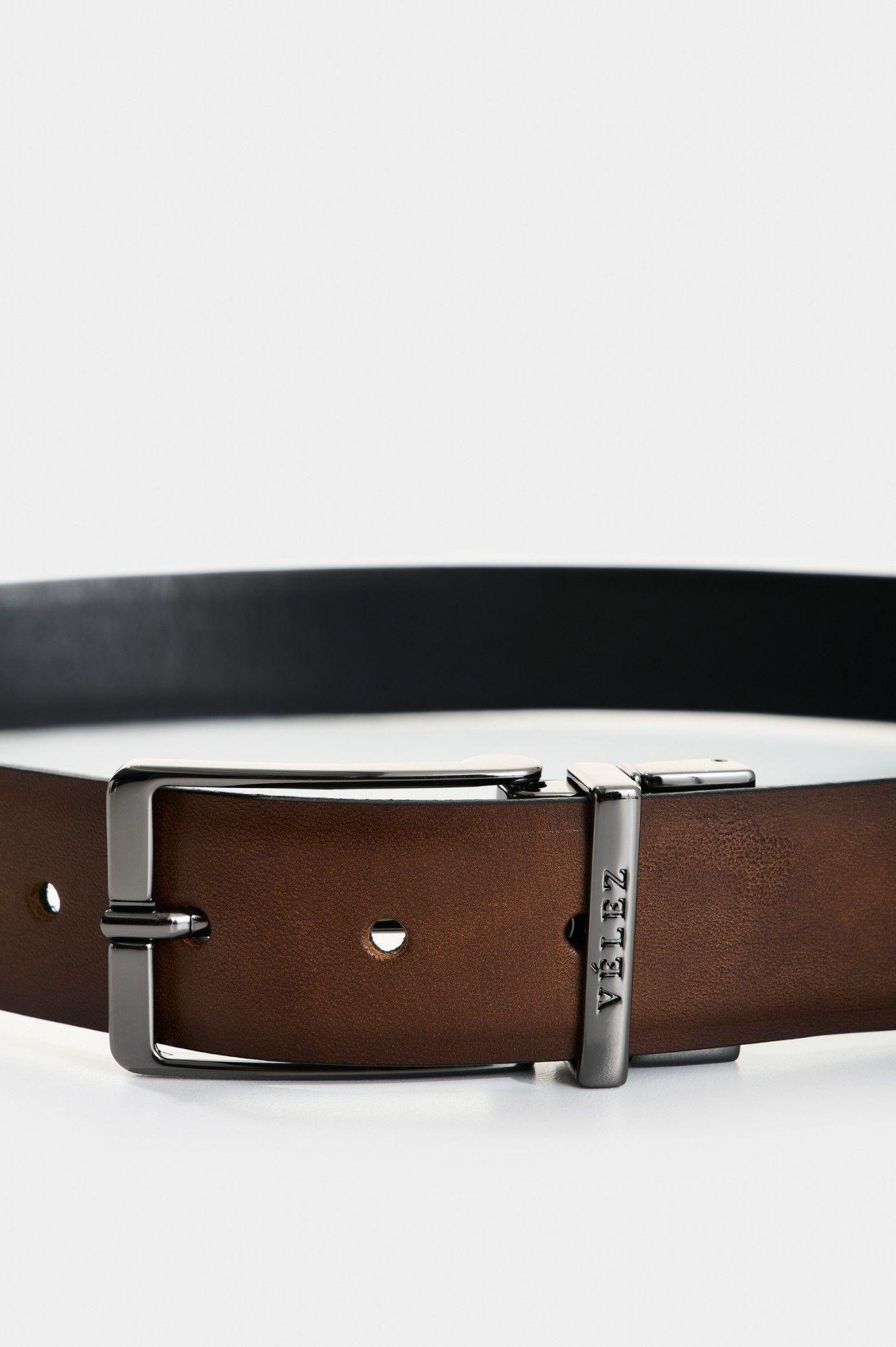 Vélez Cinturón Doble Faz Cuero Hombre Nila Miel-3