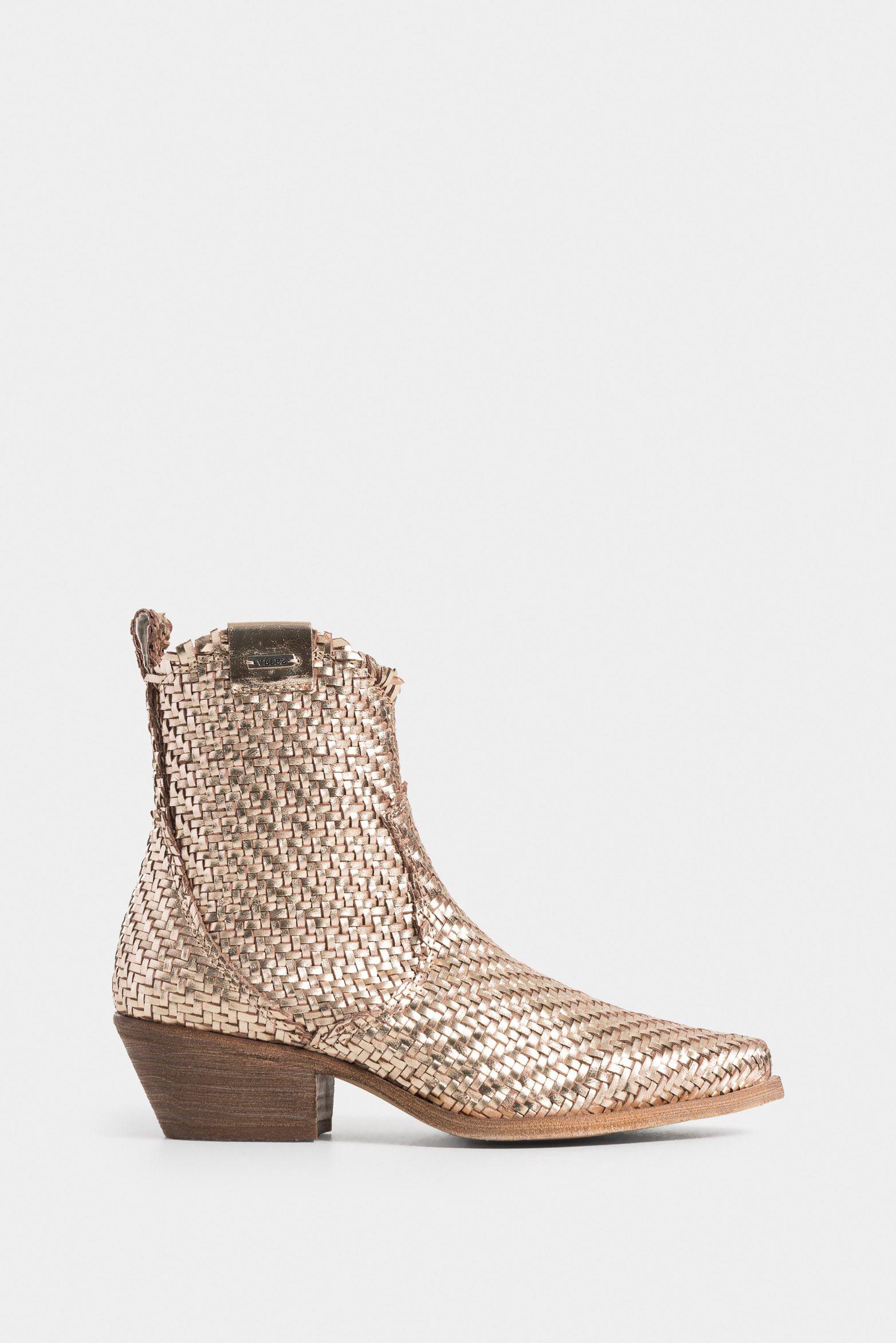 Botines uyuni de cuero para mujer capellada tejida Arena-0