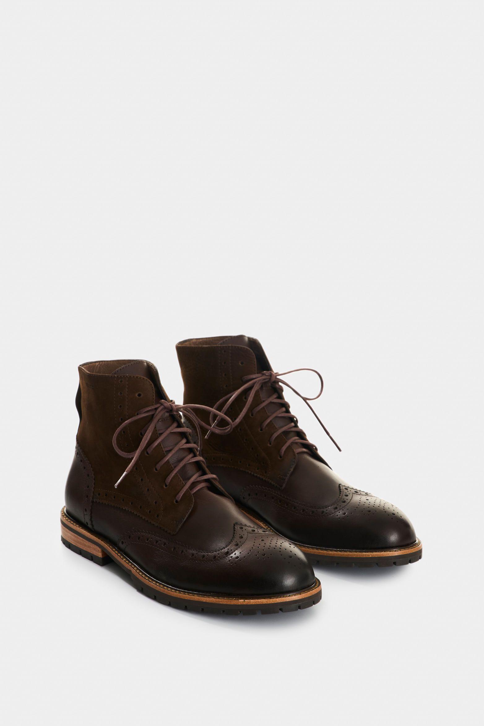 Vélez Botas De Cuero Gamuzado Y Liso Para Hombre Gael Cafe-1