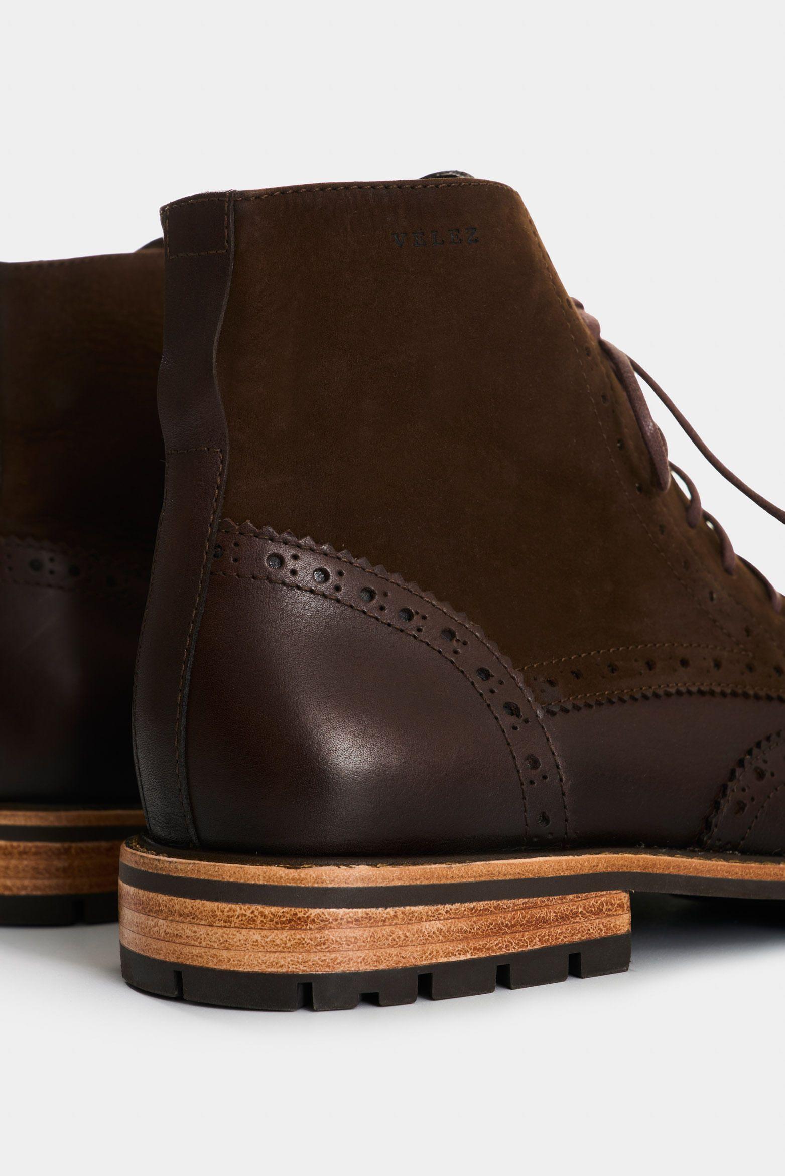 Vélez Botas De Cuero Gamuzado Y Liso Para Hombre Gael Cafe-4