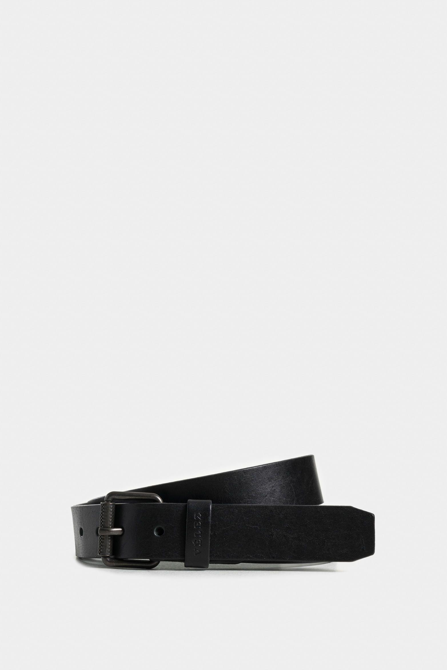 Cinturón unifaz oasis de cuero para hombre hebilla coscojo negro-0