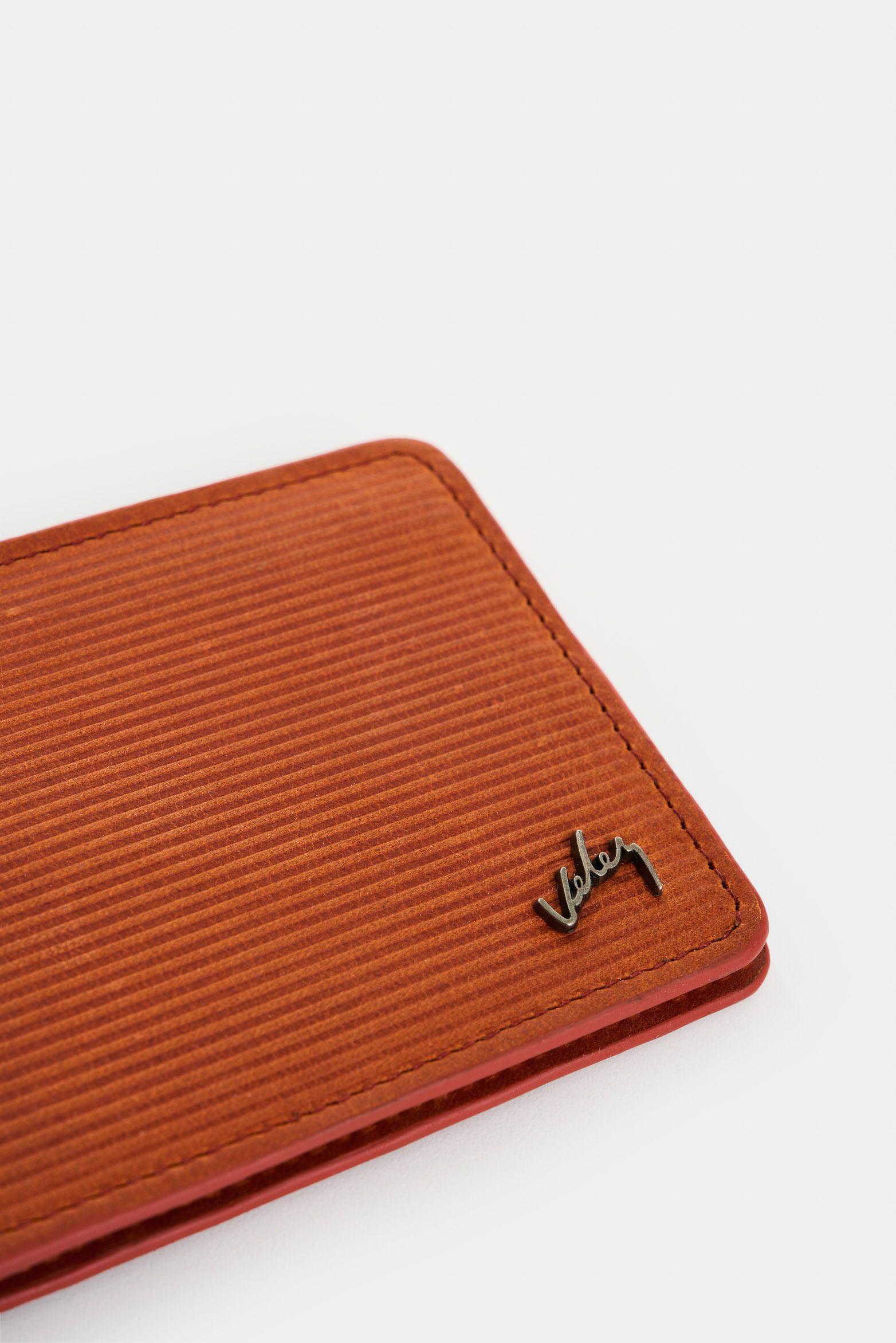 Vélez Billetera Vértice Cuero Hombre Placa Rayas Naranja-3