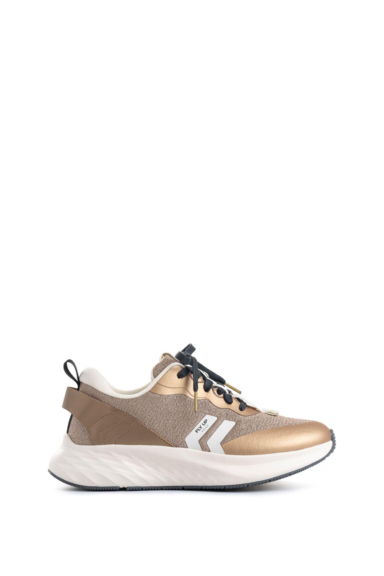 Vélez Zapatilla Tenis Fly Up Spirited Textil Y Cuero Mujer Dorado-0