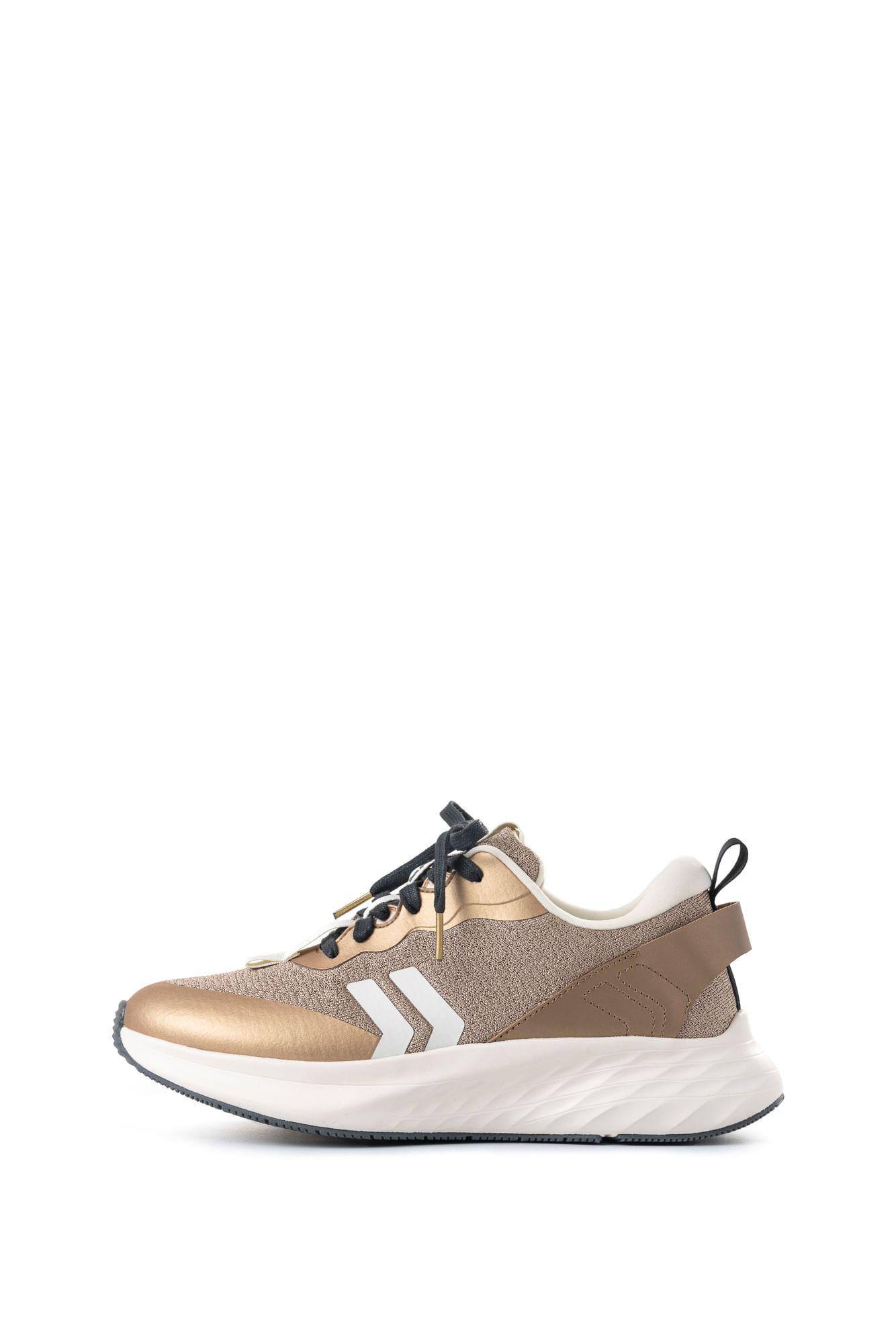 Vélez Zapatilla Tenis Fly Up Spirited Textil Y Cuero Mujer Dorado-1