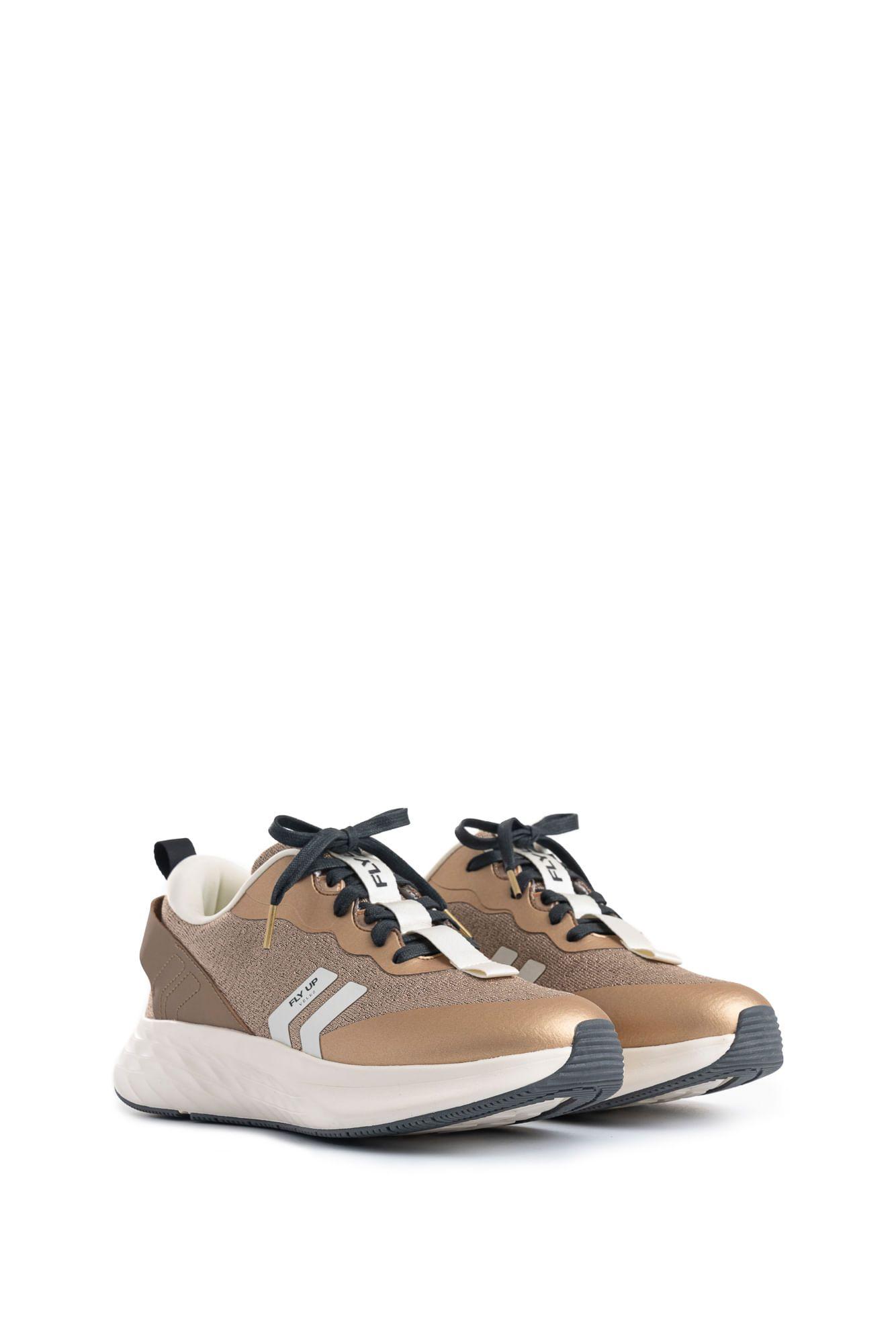 Vélez Zapatilla Tenis Fly Up Spirited Textil Y Cuero Mujer Dorado-2