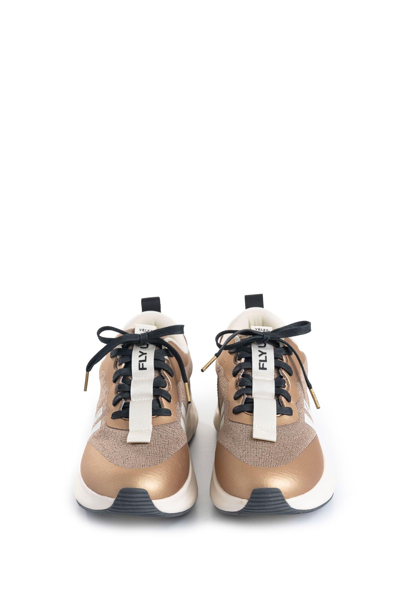Vélez Zapatilla Tenis Fly Up Spirited Textil Y Cuero Mujer Dorado-5