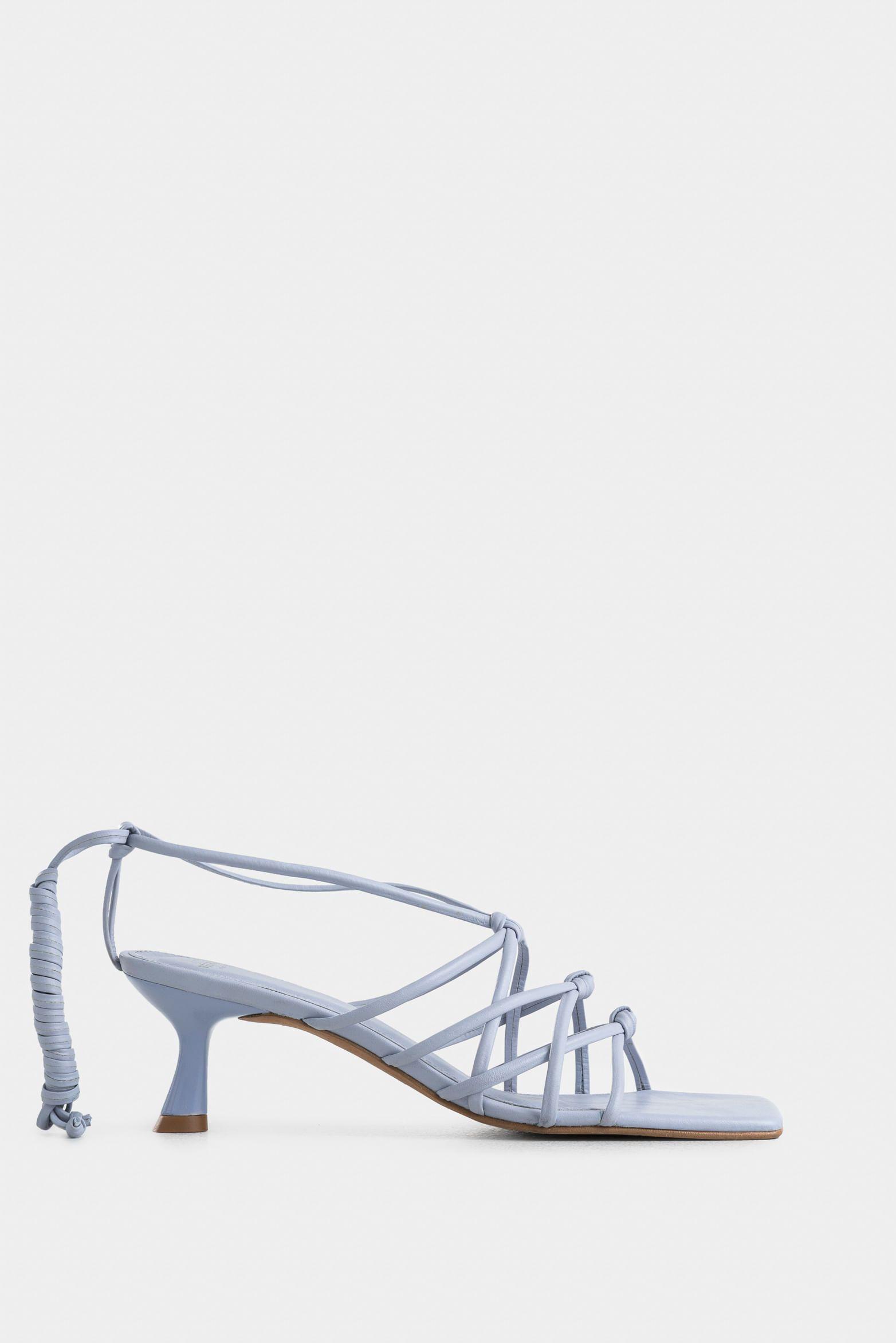 Sandalia tacón viena cuero para mujer capellada anudada Lila-0