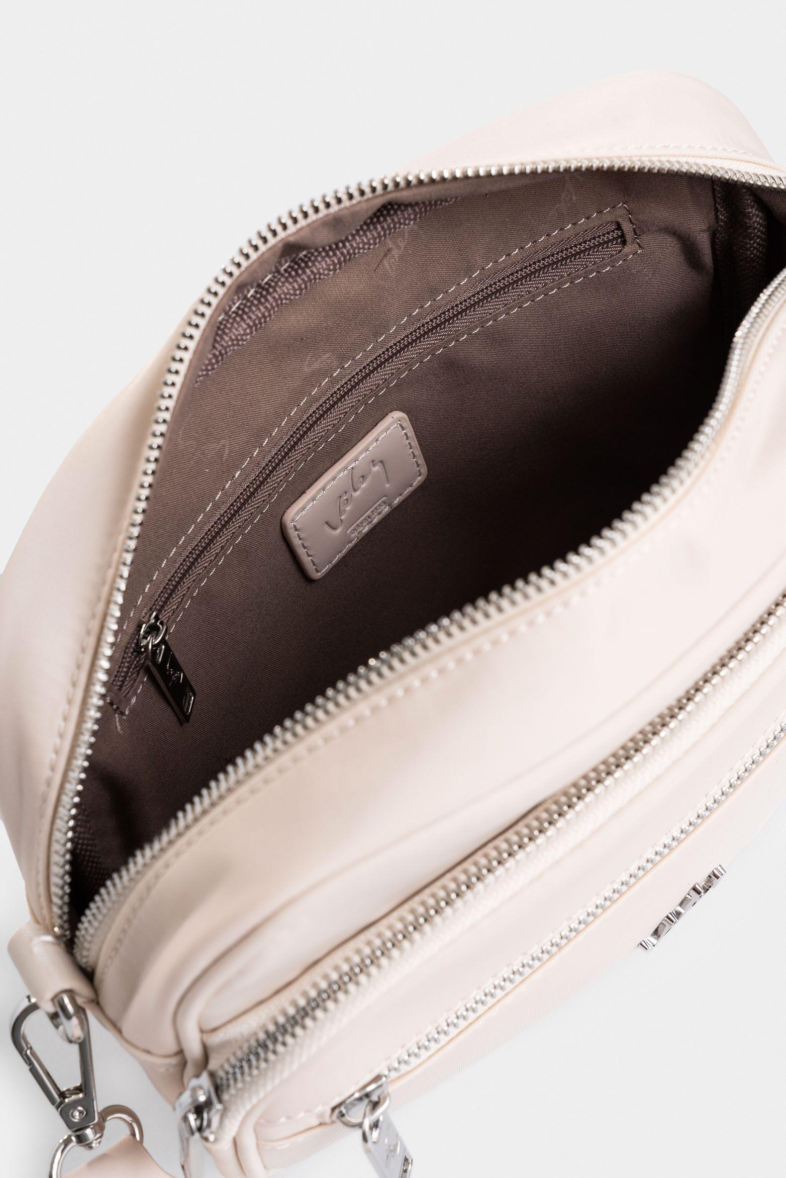 Manos libres ia en lona para mujer detalle cuero blanco-4