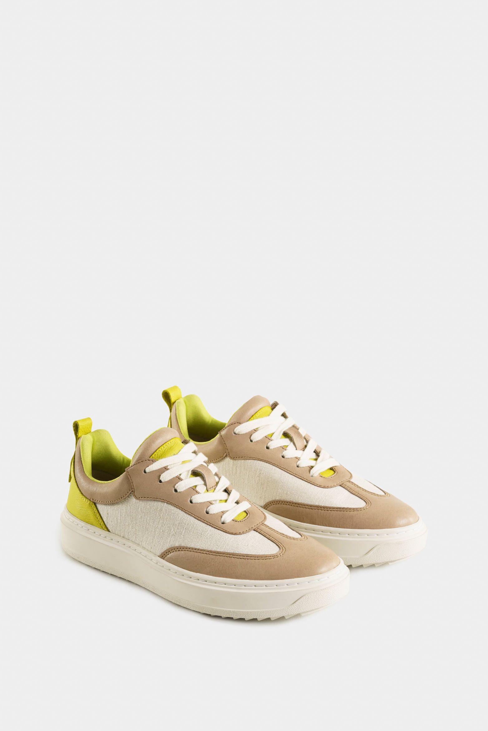Zapatillas namibia de cuero y lona para mujer detalles neón Arena-1