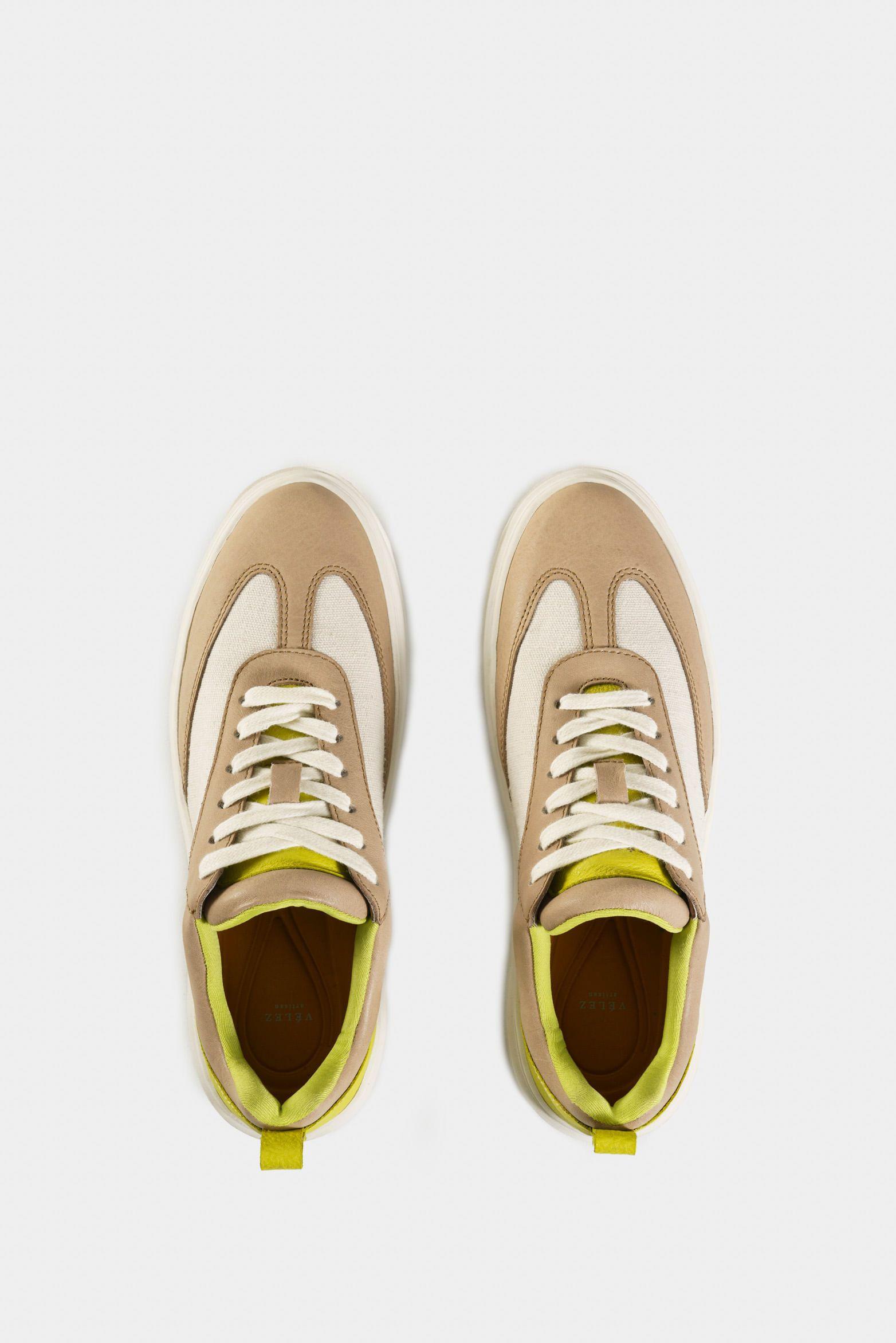 Zapatillas namibia de cuero y lona para mujer detalles neón Arena-3