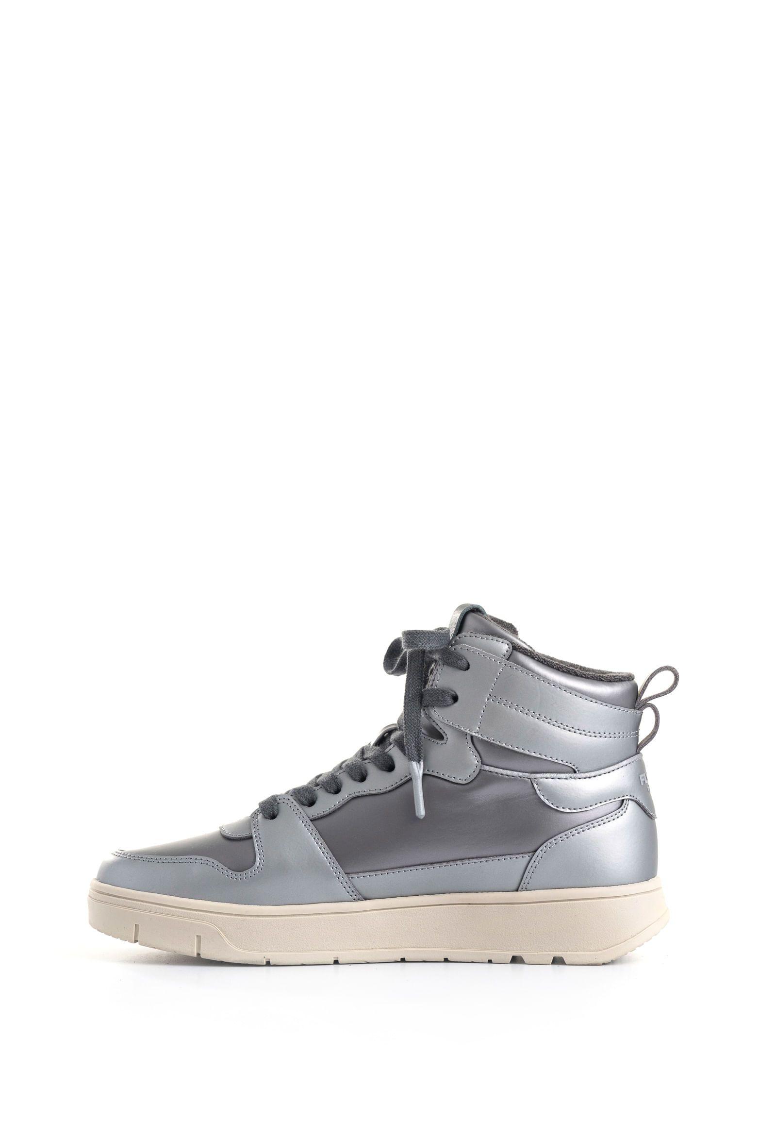 Vélez Zapatilla Tenis Fly Up Off Textil Y Cuero Mujer High Top Plata-1