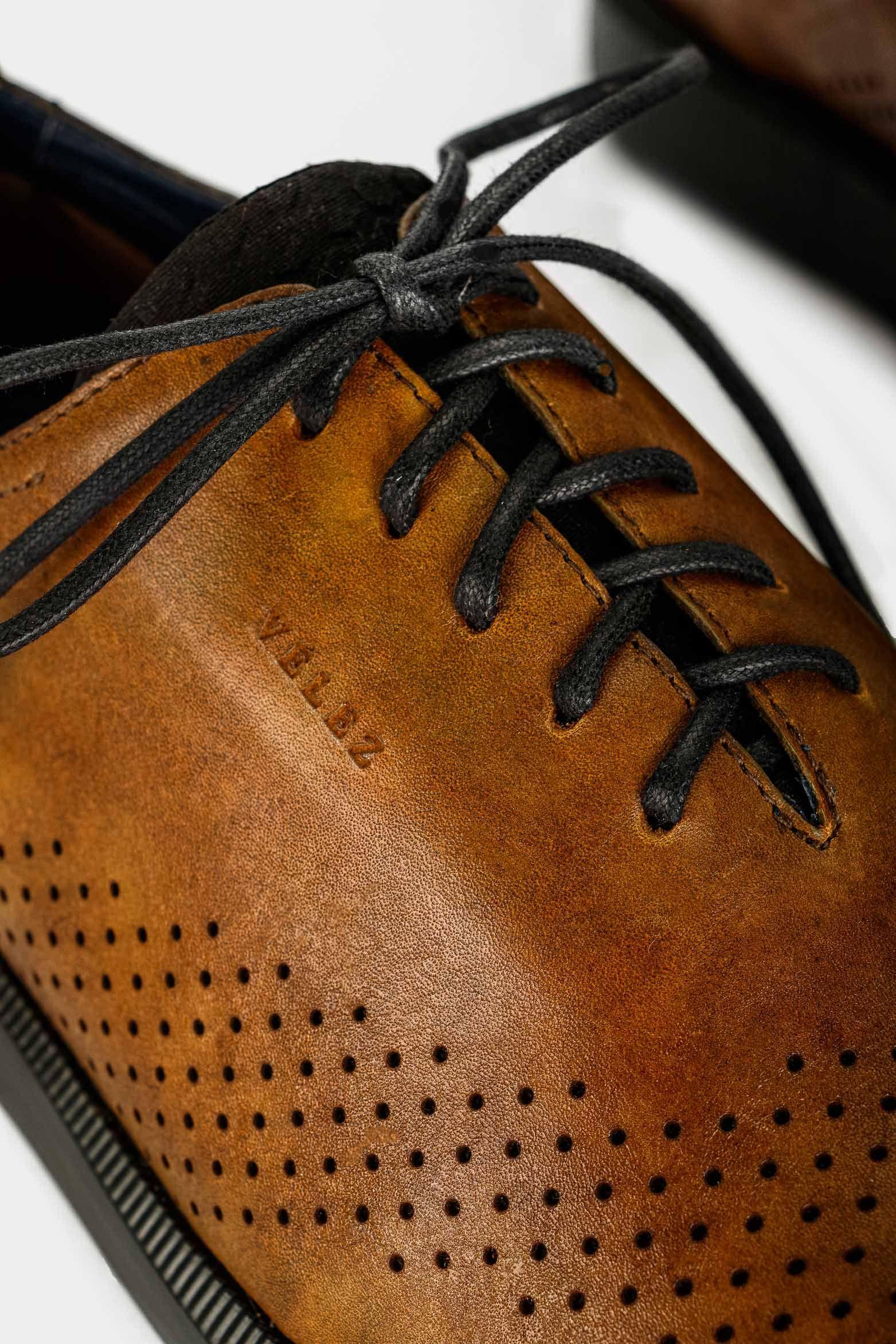 Zapatos cordón Dalí de cuero para hombre vintage café-3