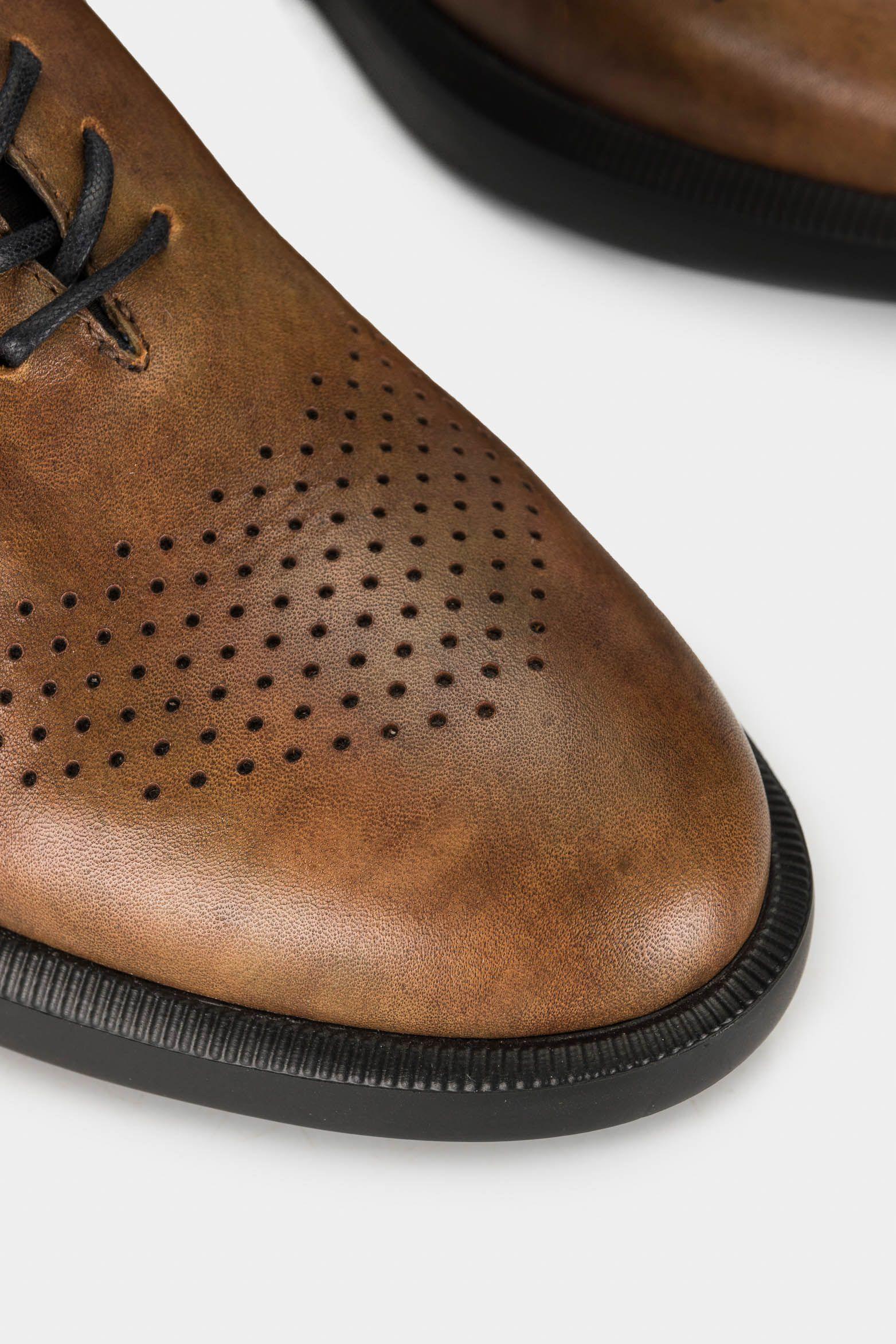 Zapatos cordón Dalí de cuero para hombre vintage café-4