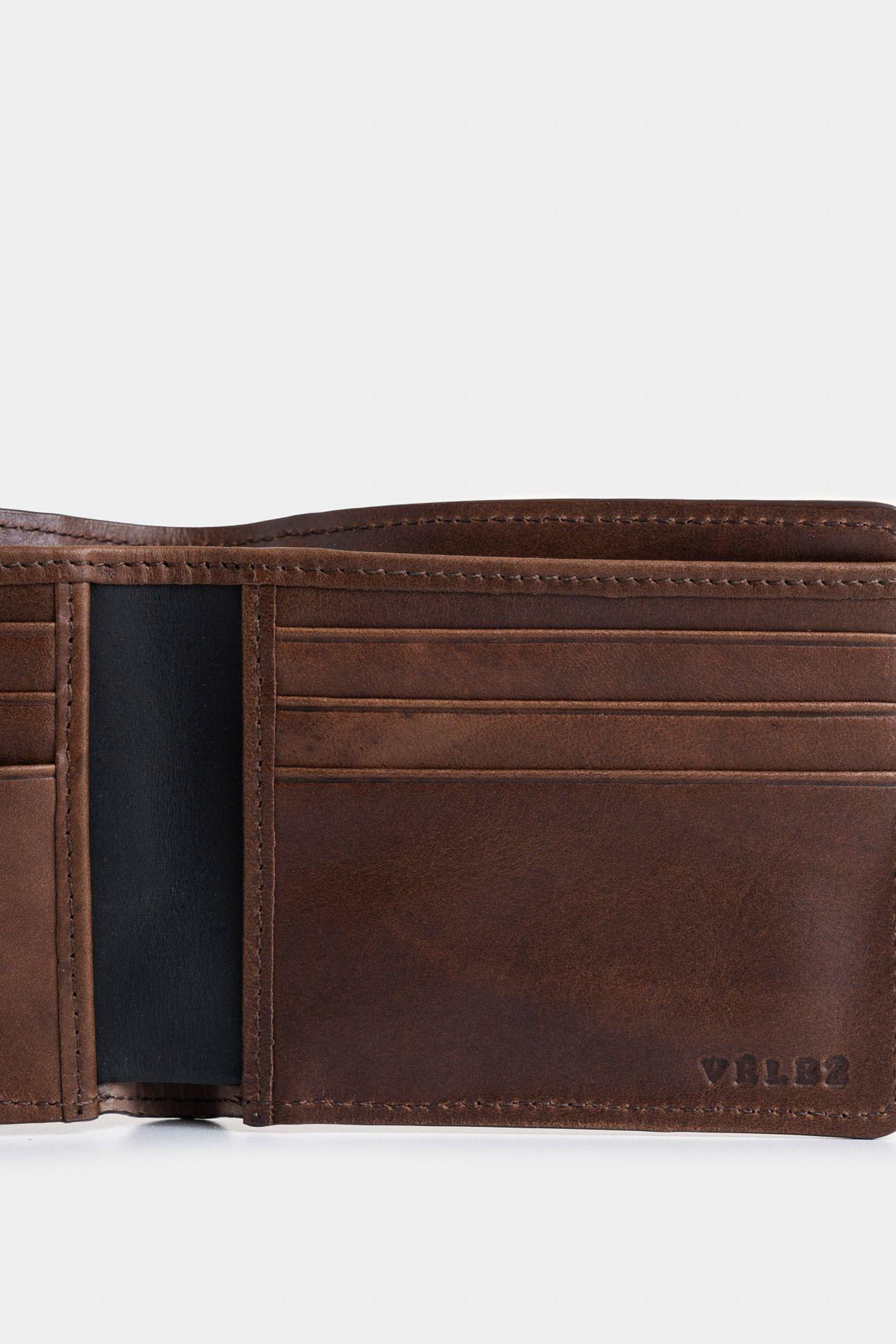 Billetera de cuero Leather contrastes  café-4